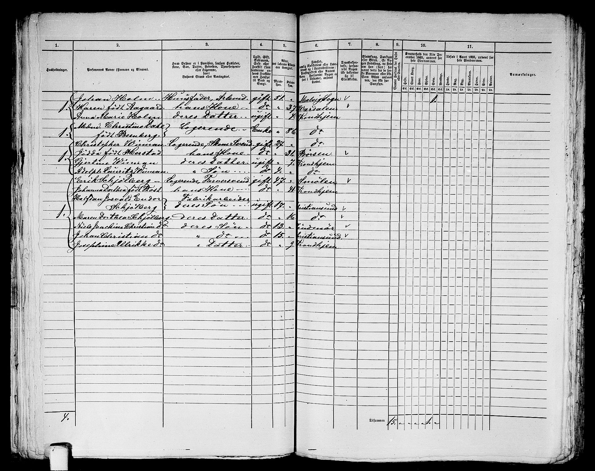 RA, 1865 census for Trondheim, 1865, p. 1251