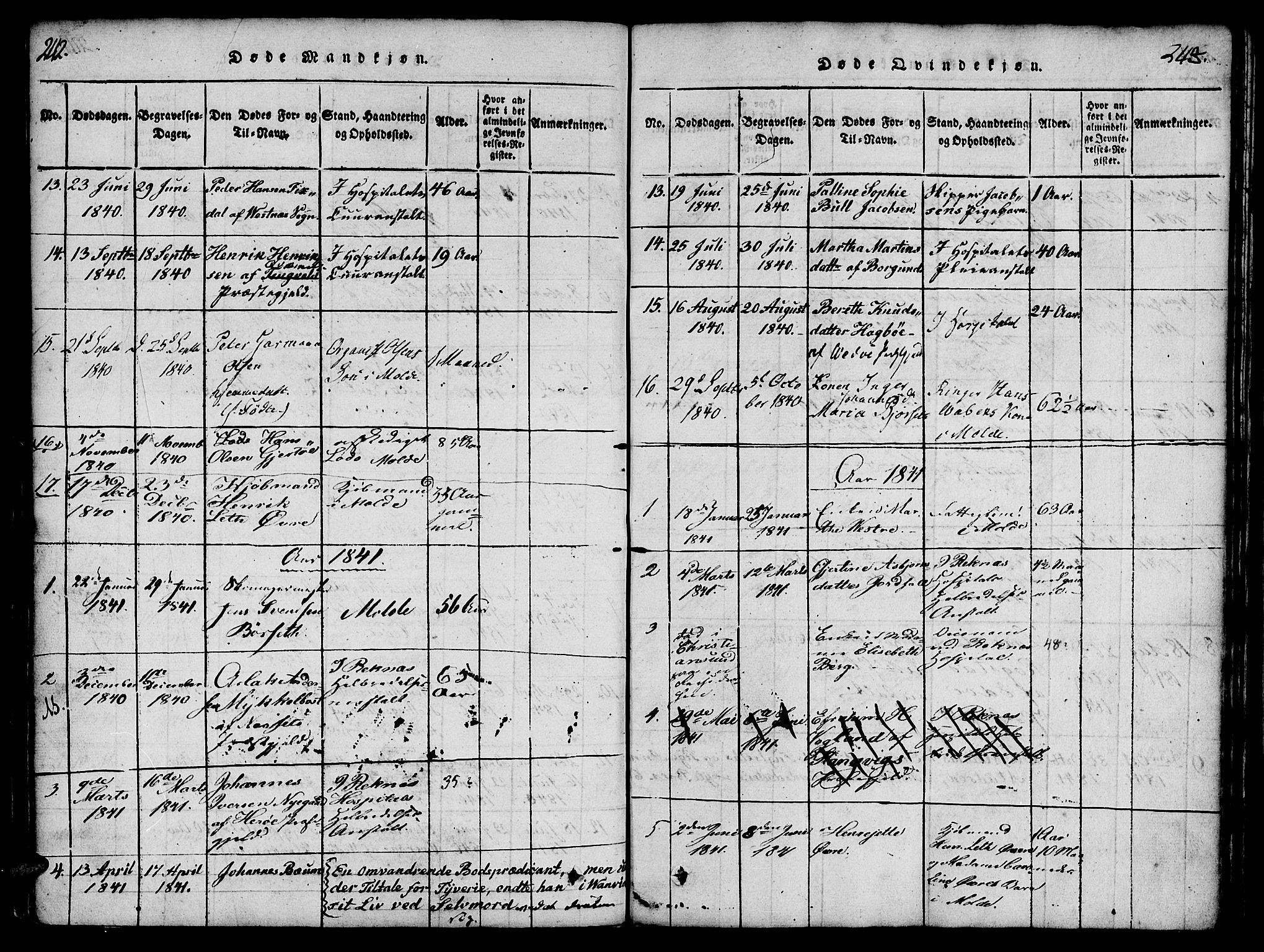 Ministerialprotokoller, klokkerbøker og fødselsregistre - Møre og Romsdal, SAT/A-1454/558/L0688: Parish register (official) no. 558A02, 1818-1843, p. 242-243