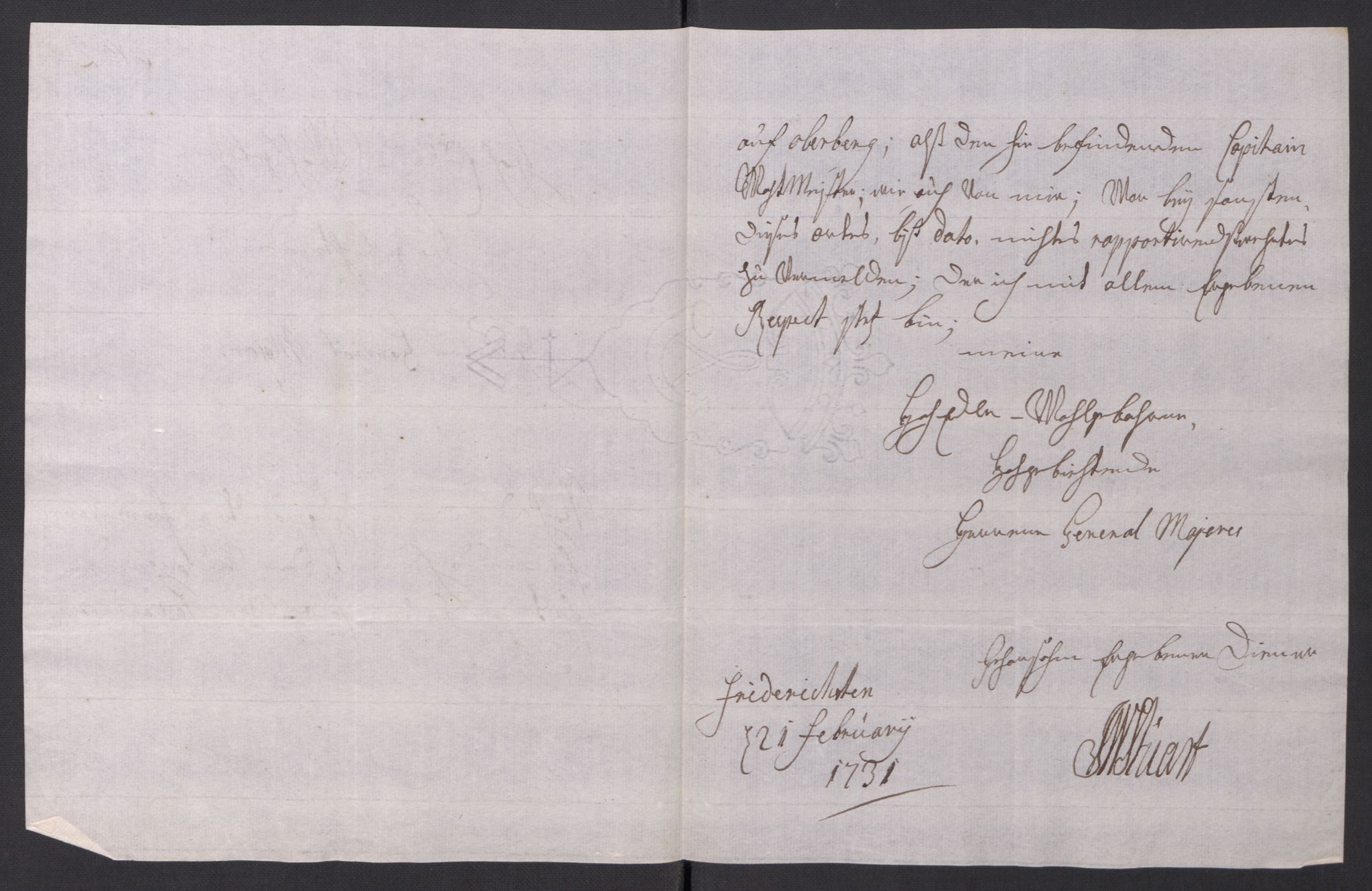 Kommanderende general (KG I) med Det norske krigsdirektorium, AV/RA-EA-5419/D/L0154: Fredriksten festning: Brev, inventarfortegnelser og regnskapsekstrakter, 1730-1739, p. 55