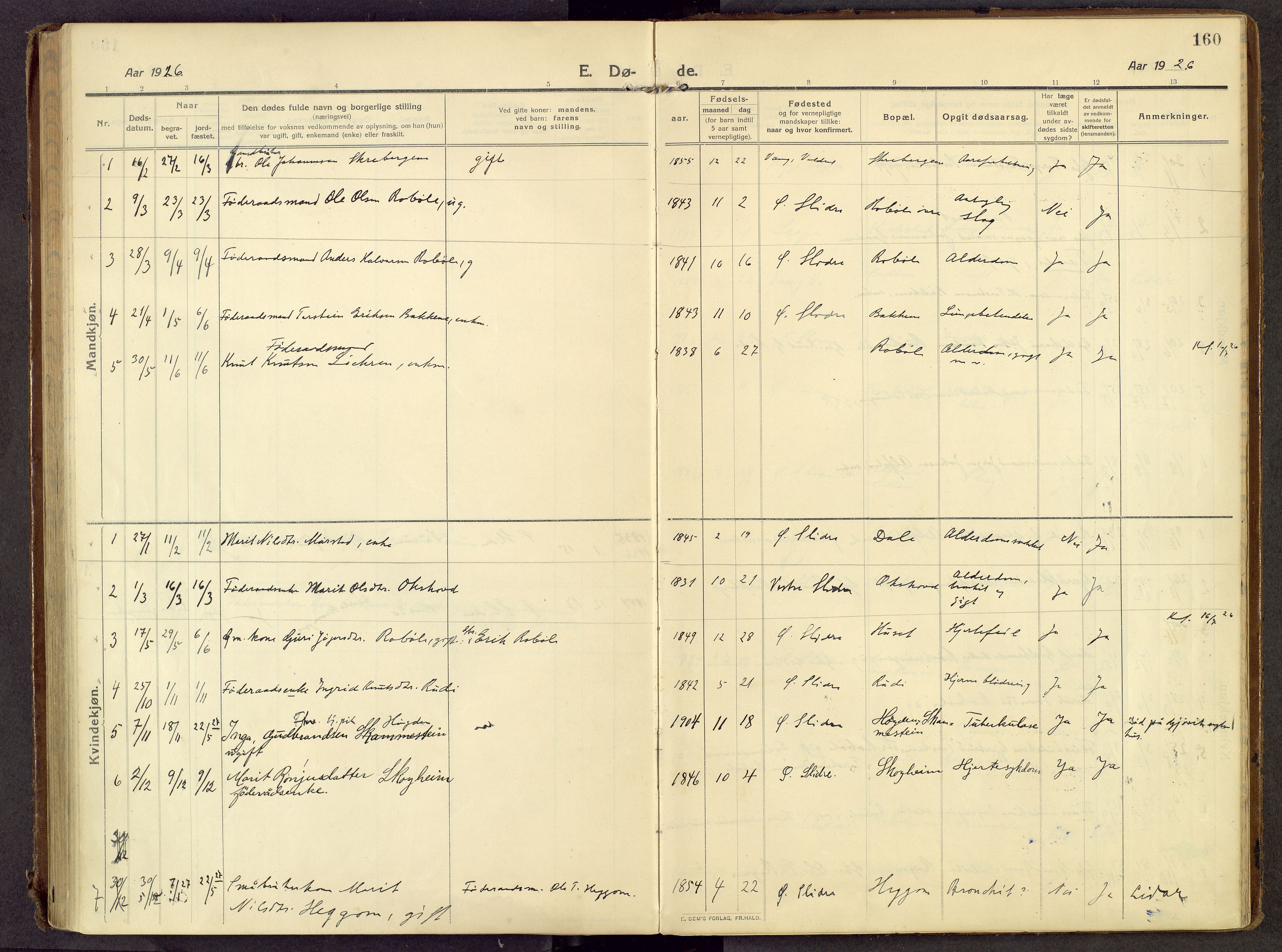 Øystre Slidre prestekontor, SAH/PREST-138/H/Ha/Haa/L0007: Parish register (official) no. 7, 1911-1931, p. 160