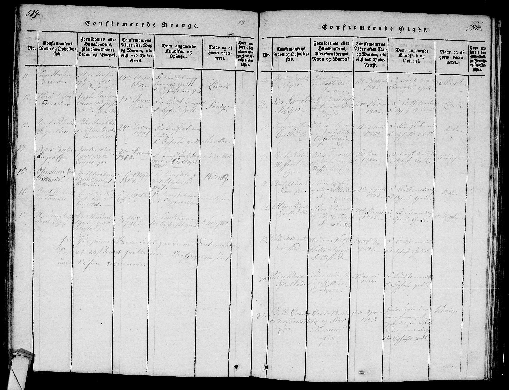 Lier kirkebøker, AV/SAKO-A-230/G/Ga/L0001: Parish register (copy) no. I 1, 1813-1824, p. 519-520