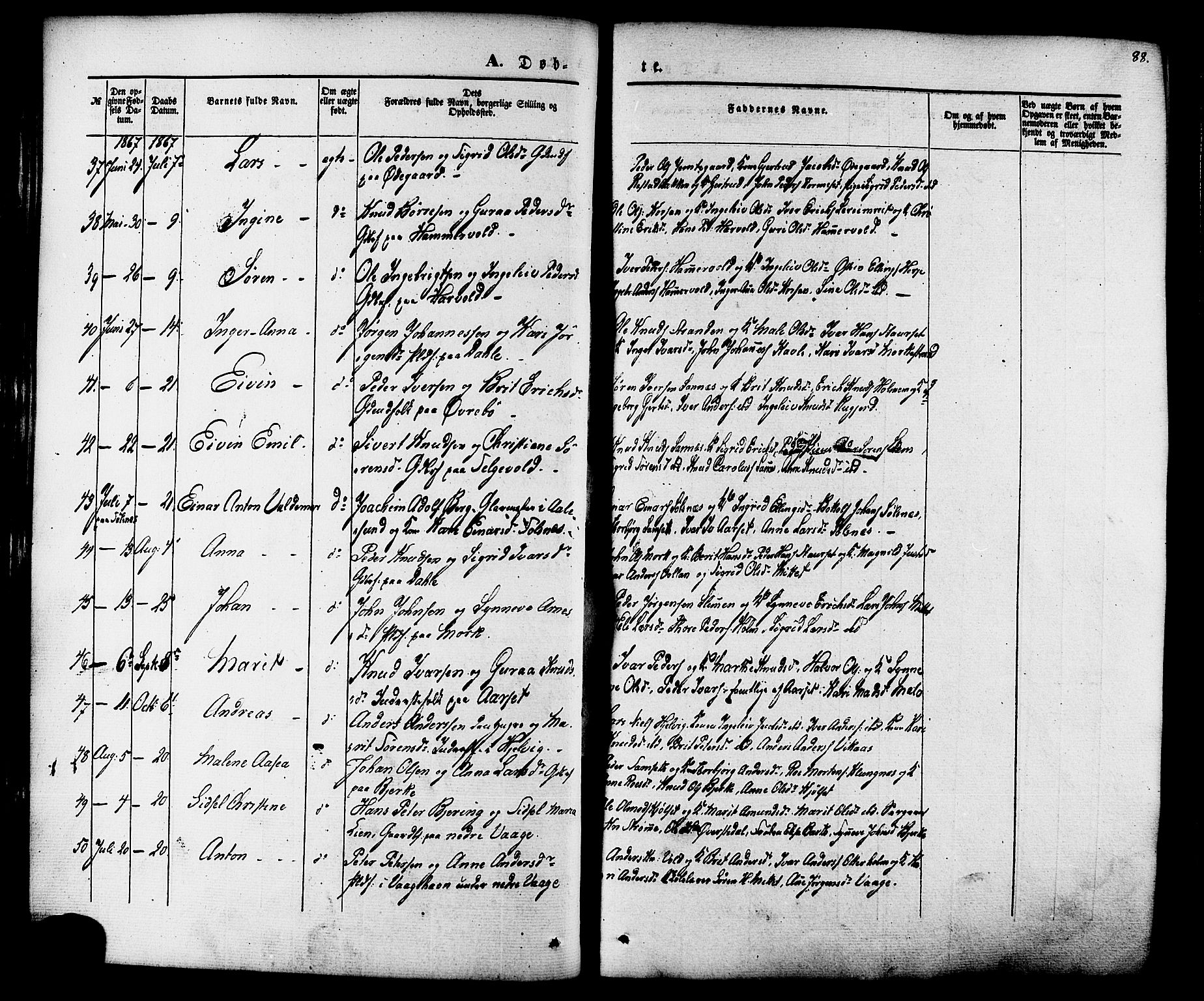 Ministerialprotokoller, klokkerbøker og fødselsregistre - Møre og Romsdal, AV/SAT-A-1454/547/L0603: Parish register (official) no. 547A05, 1846-1877, p. 88