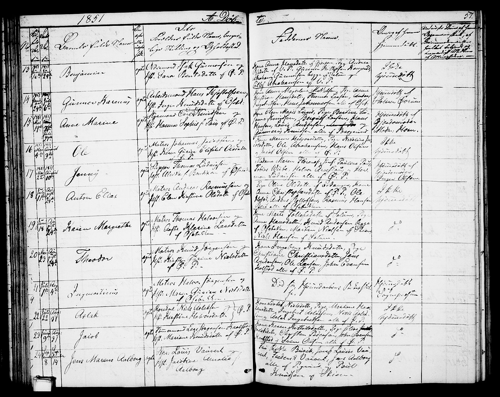 Porsgrunn kirkebøker , AV/SAKO-A-104/G/Gb/L0003: Parish register (copy) no. II 3, 1841-1852, p. 57