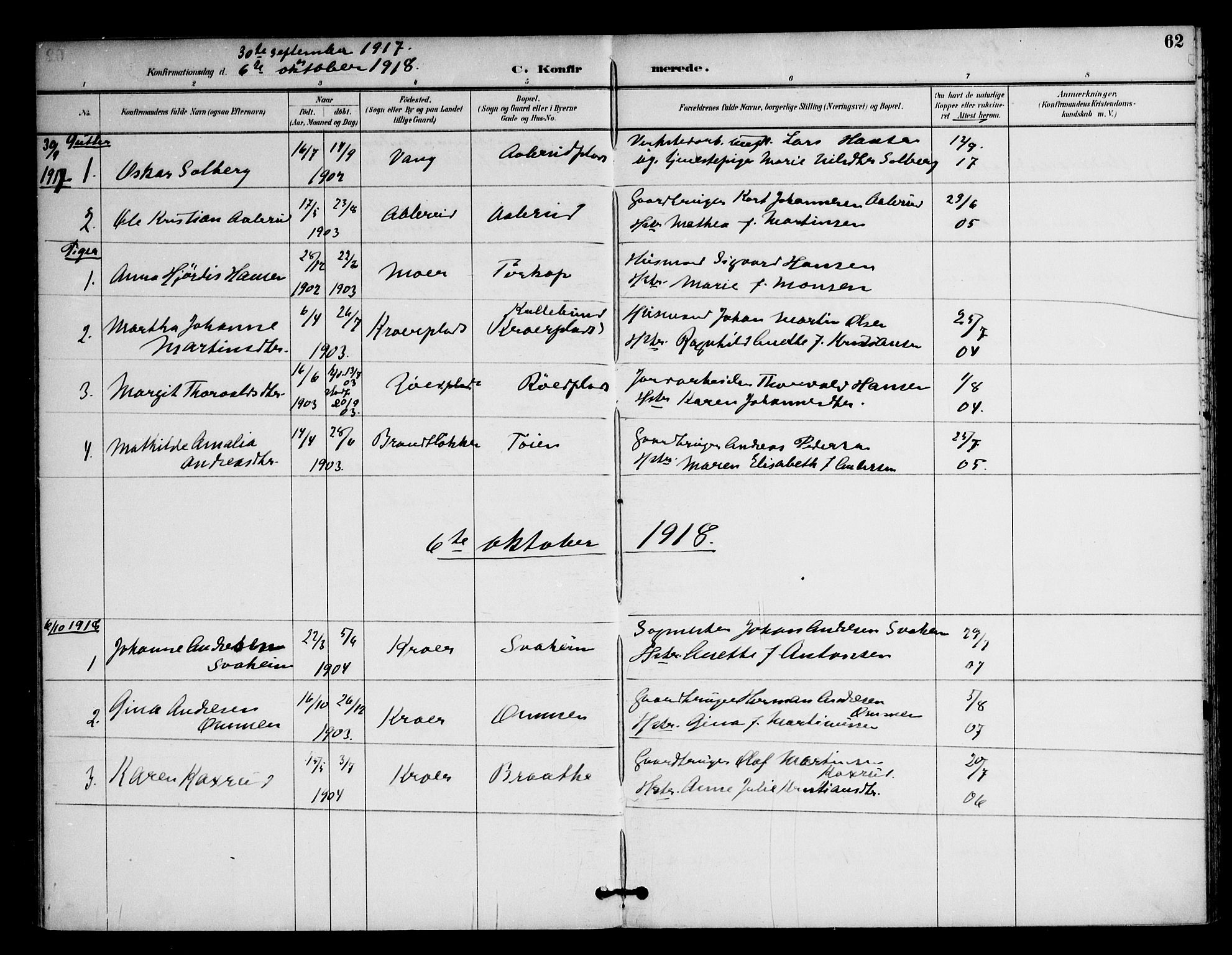 Ås prestekontor Kirkebøker, AV/SAO-A-10894/F/Fc/L0002: Parish register (official) no. III 2, 1892-1924, p. 62