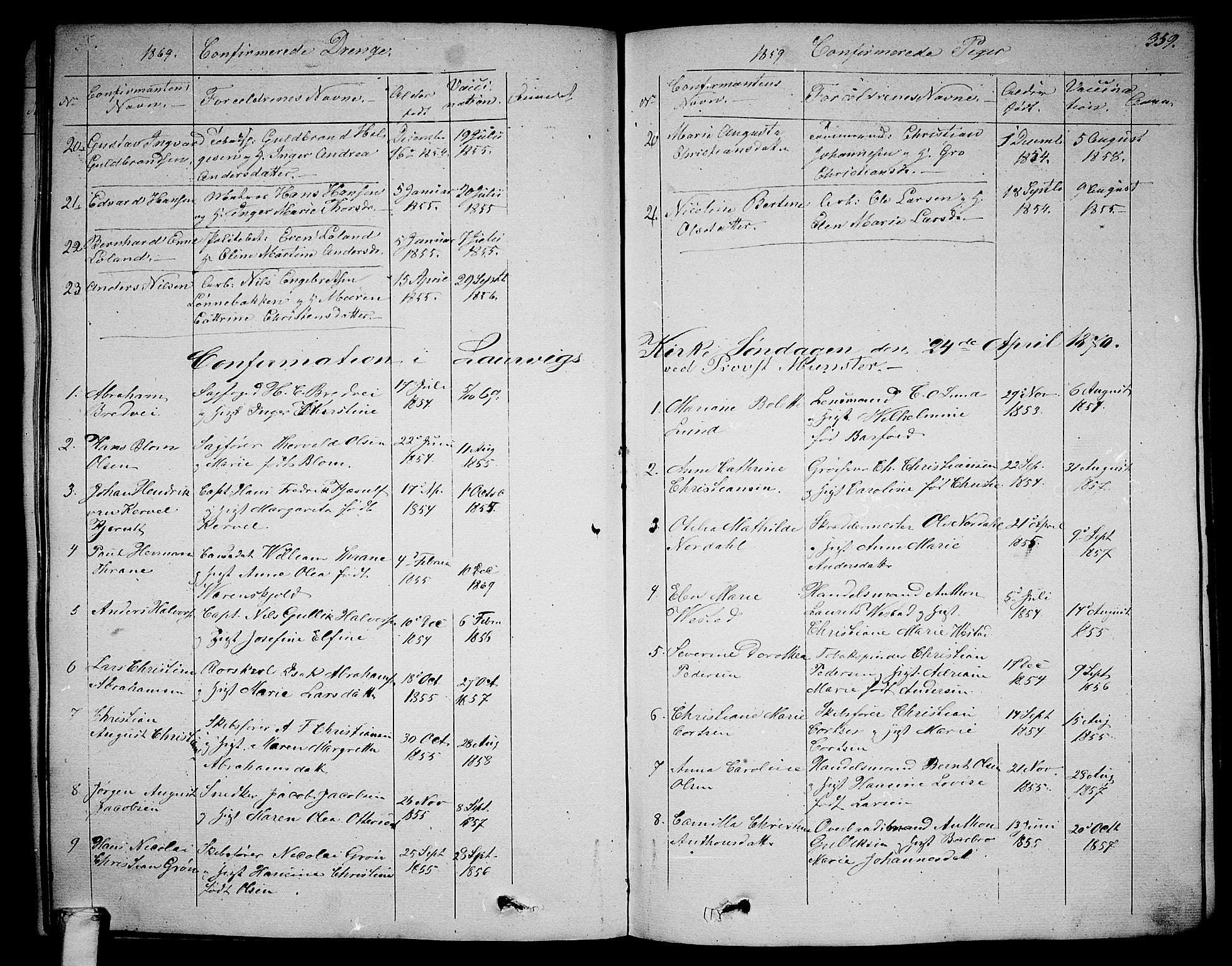 Larvik kirkebøker, SAKO/A-352/G/Ga/L0003b: Parish register (copy) no. I 3B, 1830-1870, p. 359