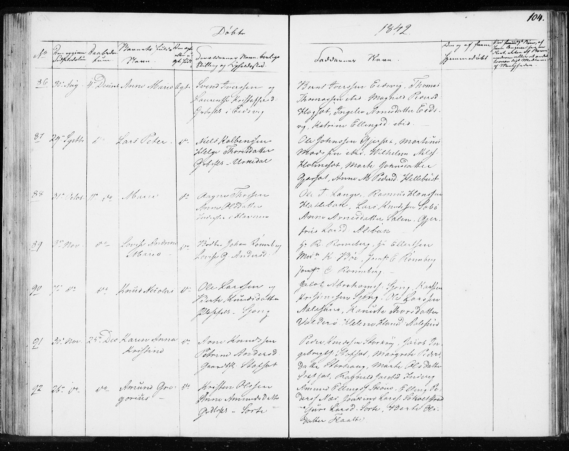 Ministerialprotokoller, klokkerbøker og fødselsregistre - Møre og Romsdal, AV/SAT-A-1454/528/L0414: Curate's parish register no. 528B02, 1833-1844, p. 104