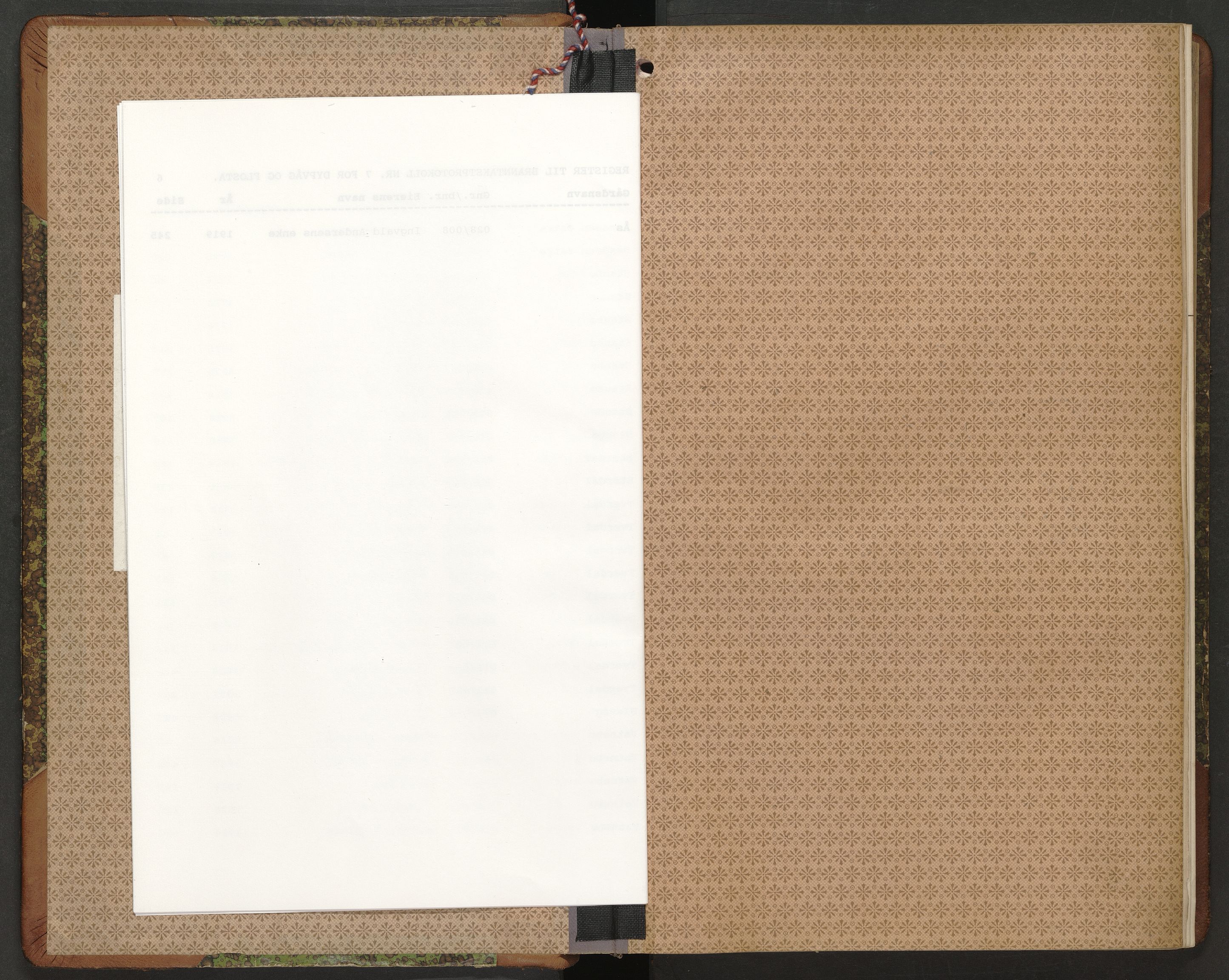 Norges Brannkasse Dypvåg og Flosta, AV/SAK-2241-0008/F/Fa/L0007: Branntakstprotokoll nr. 7 med gårdsnavnregister, 1916-1927