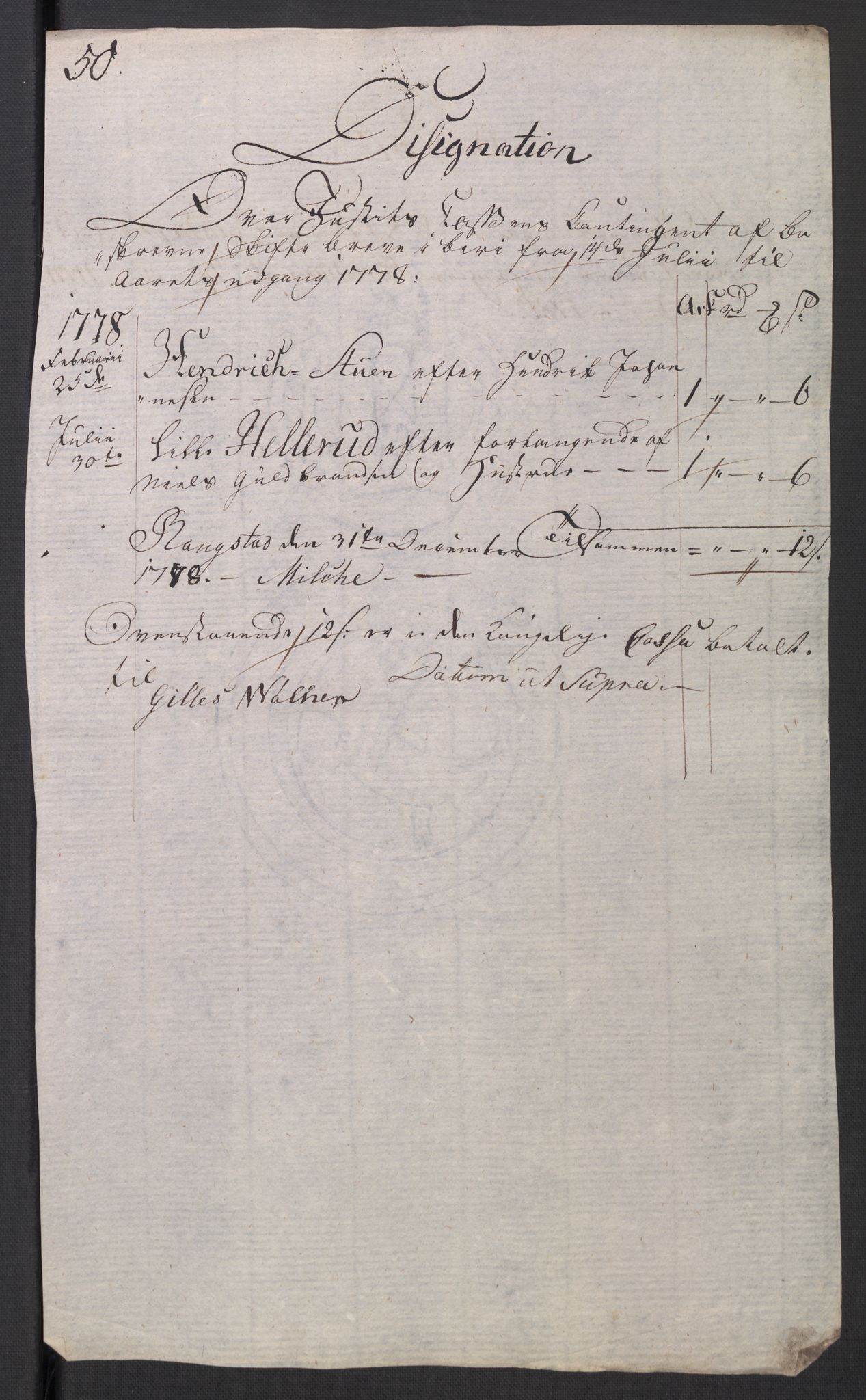 Rentekammeret inntil 1814, Reviderte regnskaper, Mindre regnskaper, AV/RA-EA-4068/Rb/L0014: Opplands amt, 1771-1779, p. 839