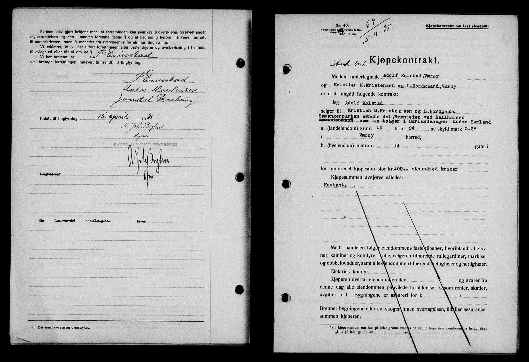 Lofoten sorenskriveri, SAT/A-0017/1/2/2C/L0031b: Mortgage book no. 31b, 1935-1935, Deed date: 01.05.1935