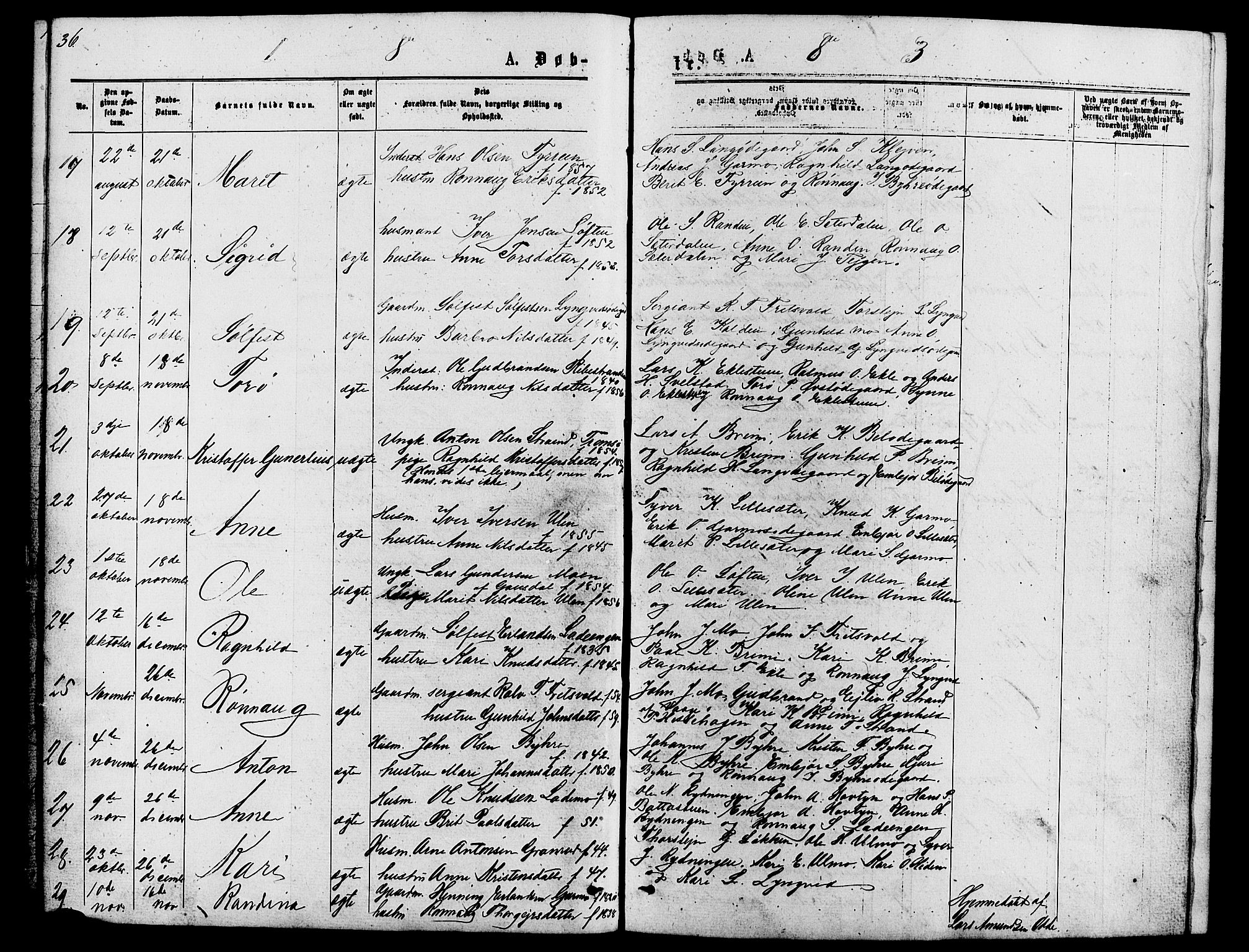 Lom prestekontor, SAH/PREST-070/L/L0005: Parish register (copy) no. 5, 1876-1901, p. 36-37