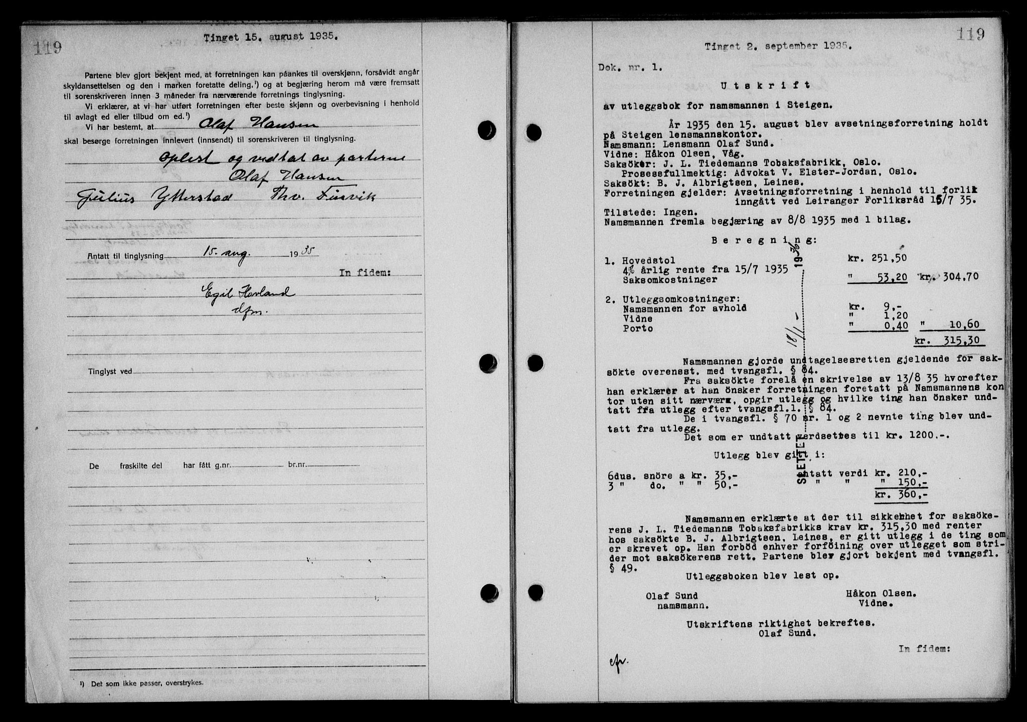 Steigen og Ofoten sorenskriveri, SAT/A-0030/1/2/2C/L0026: Mortgage book no. 30, 1935-1936, Deed date: 02.09.1935