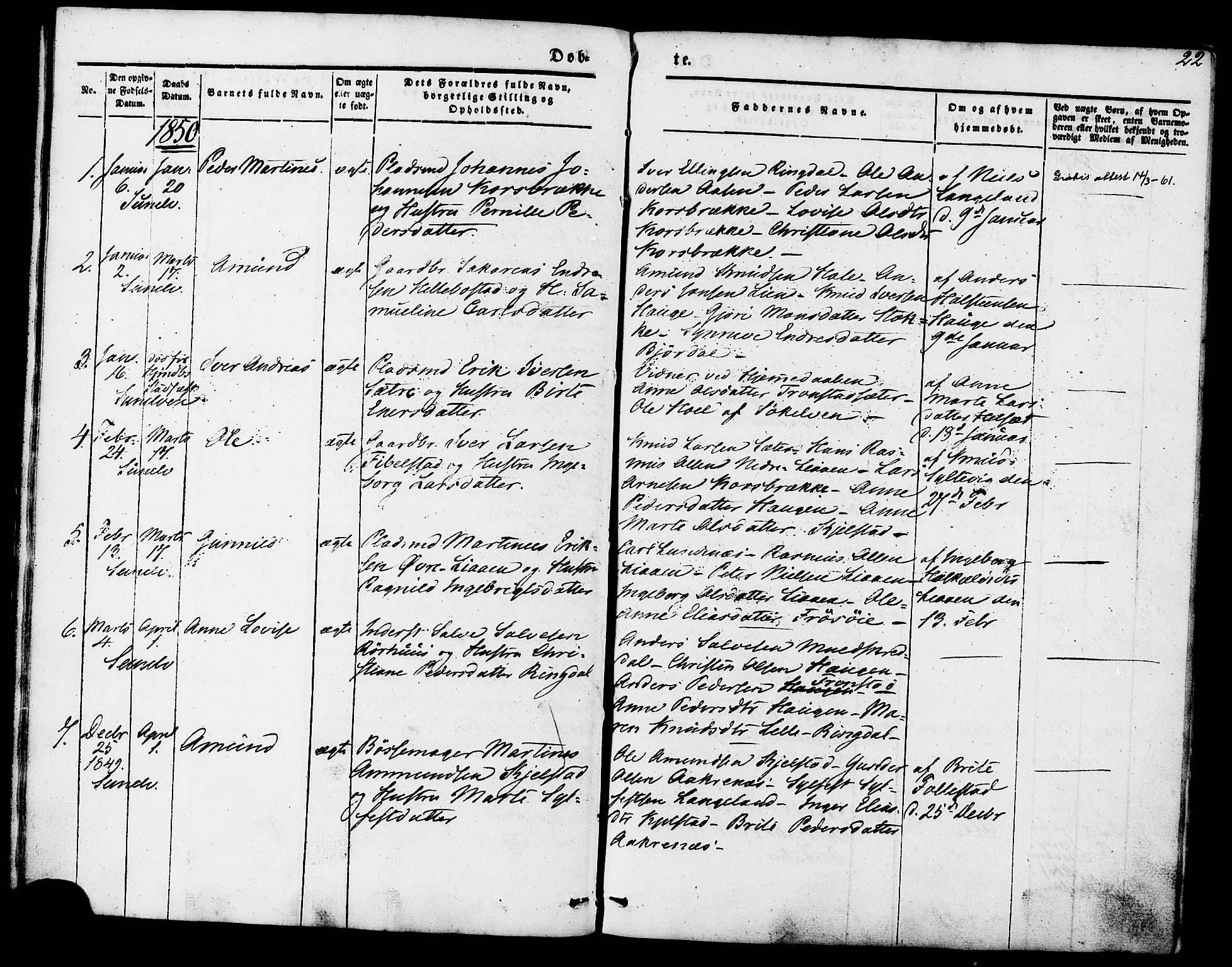Ministerialprotokoller, klokkerbøker og fødselsregistre - Møre og Romsdal, SAT/A-1454/517/L0222: Parish register (official) no. 517A02, 1846-1862, p. 22