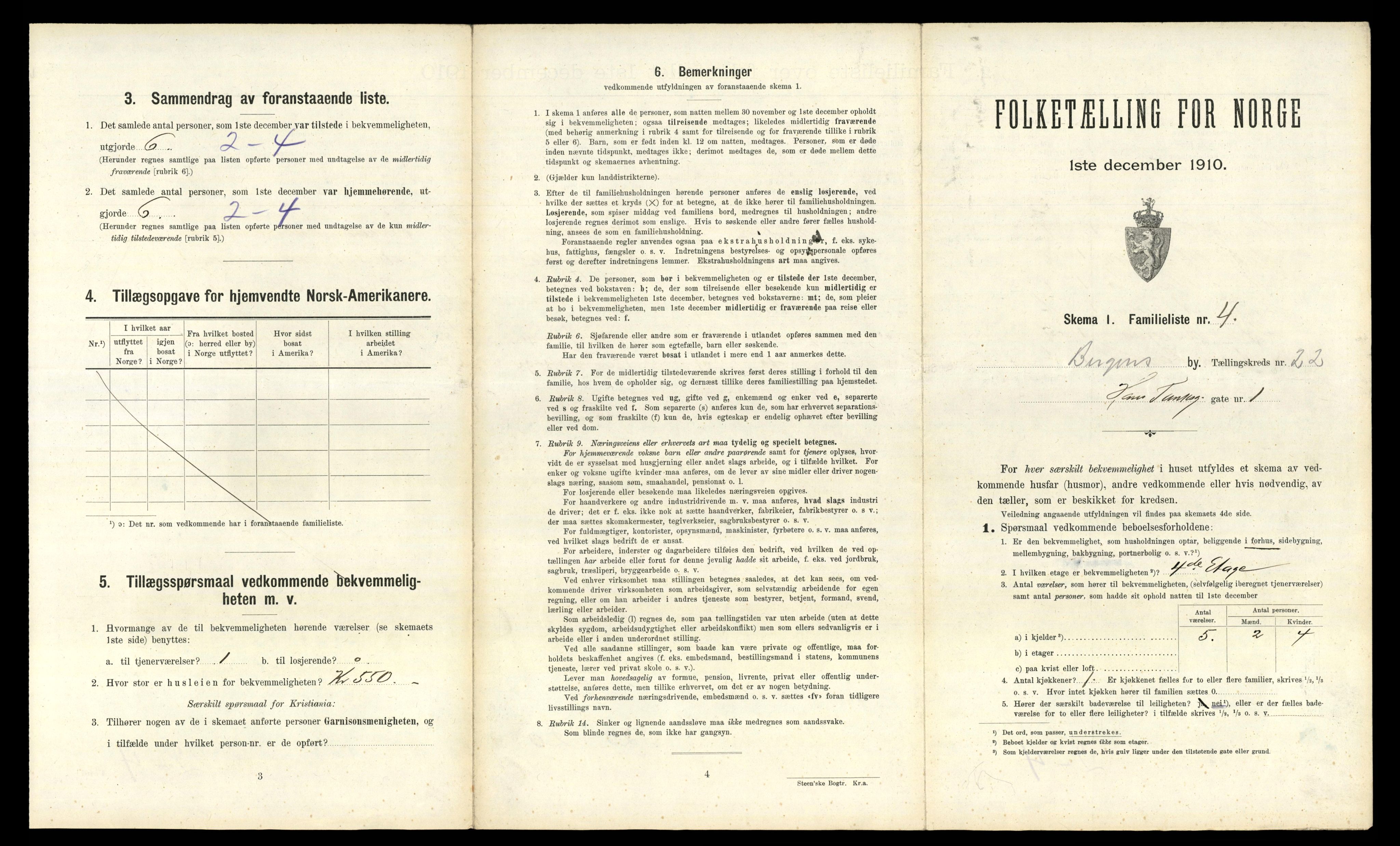 RA, 1910 census for Bergen, 1910, p. 7117