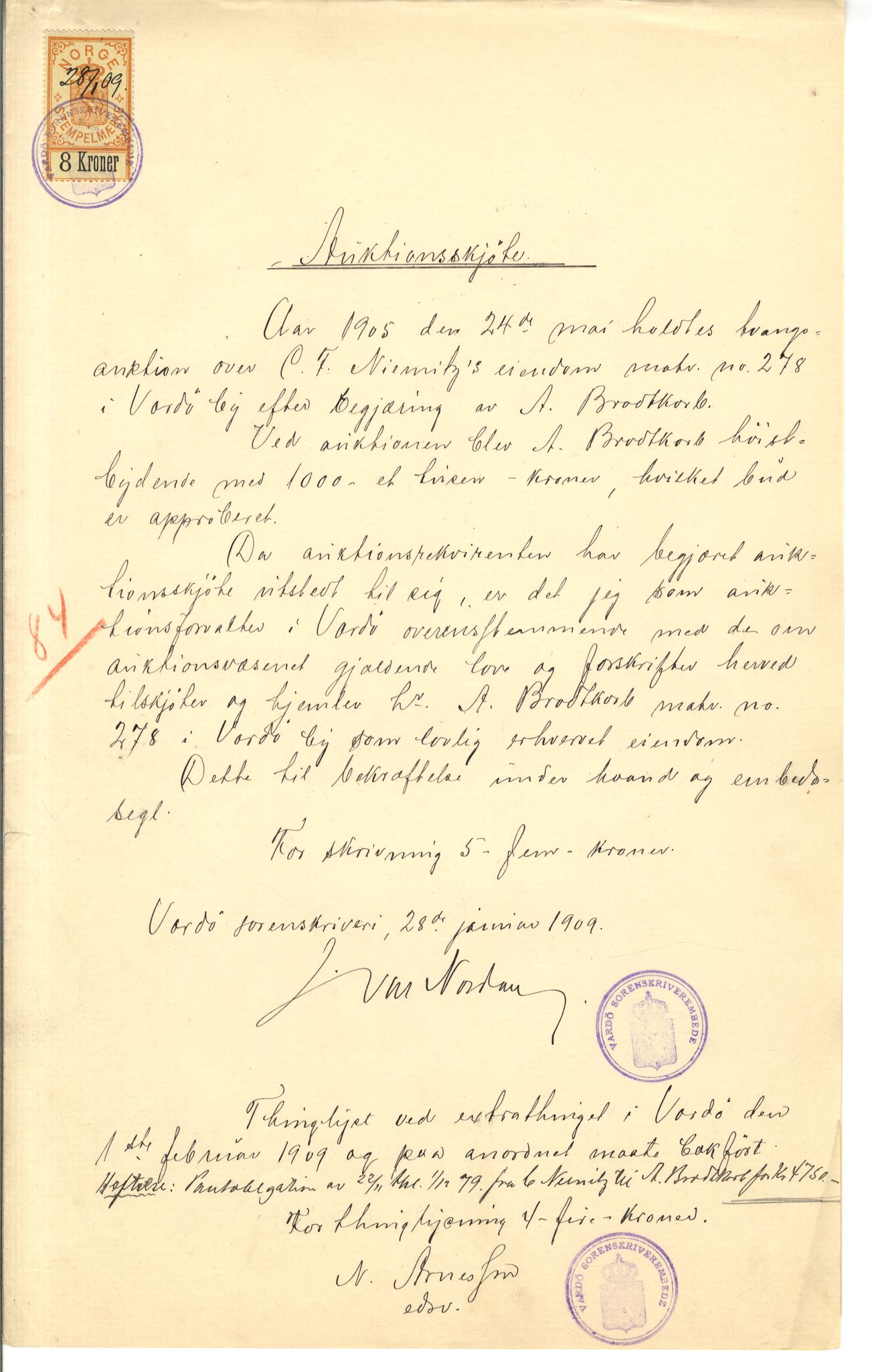 Brodtkorb handel A/S, VAMU/A-0001/Q/Qb/L0001: Skjøter og grunnbrev i Vardø by, 1822-1943, p. 434