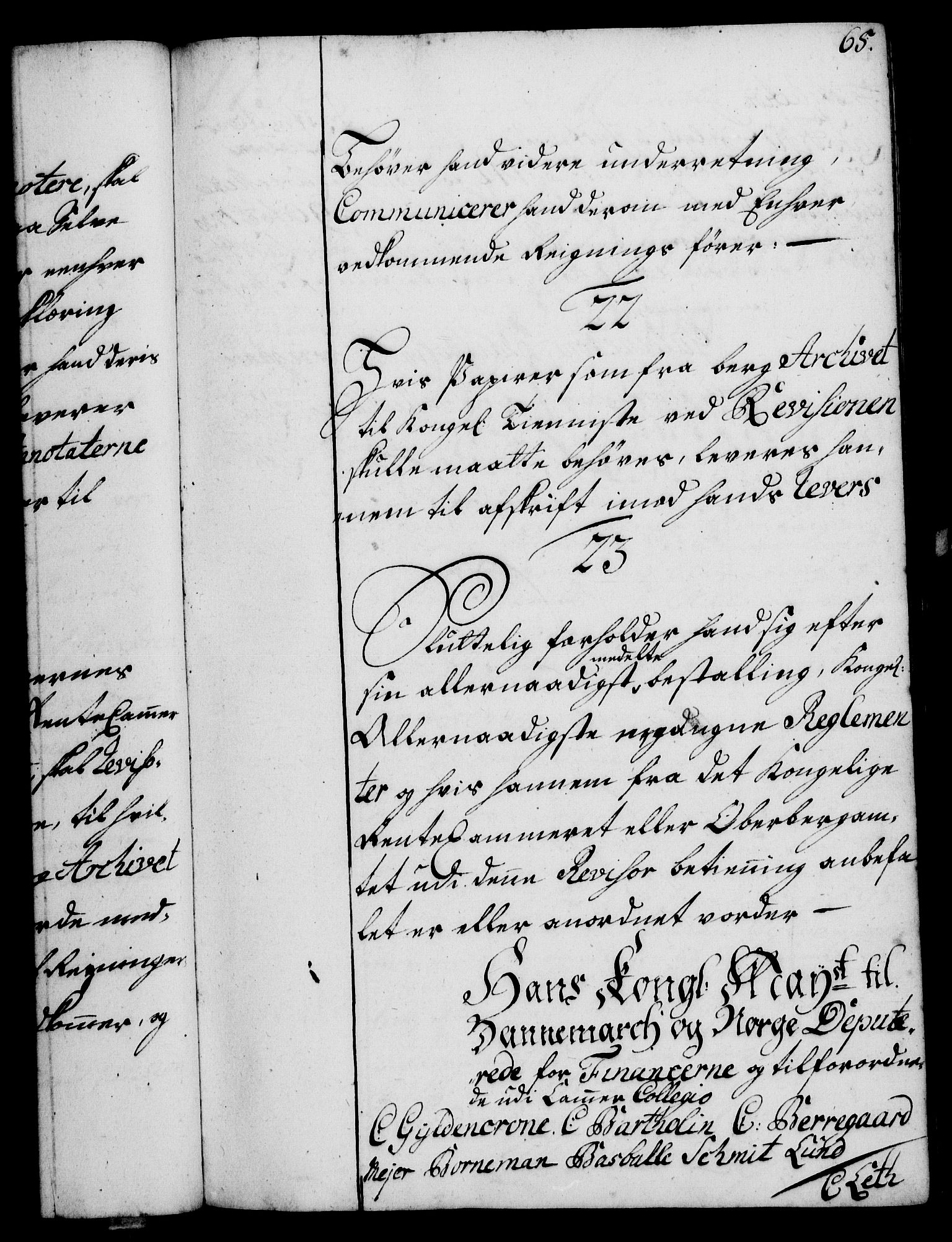 Rentekammeret, Kammerkanselliet, RA/EA-3111/G/Gg/Ggi/L0002: Norsk instruksjonsprotokoll med register (merket RK 53.35), 1729-1751, p. 65