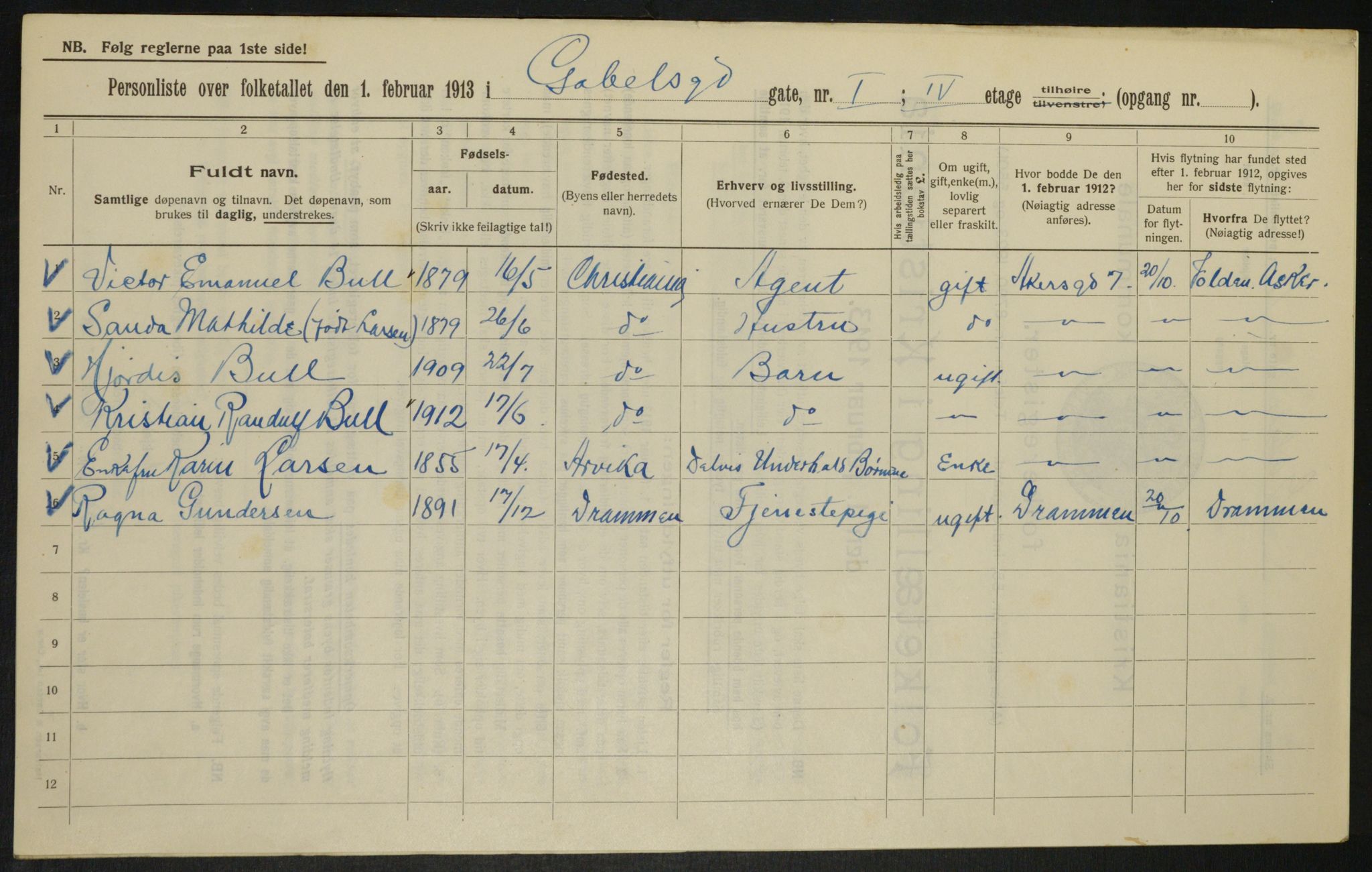 OBA, Municipal Census 1913 for Kristiania, 1913, p. 28609