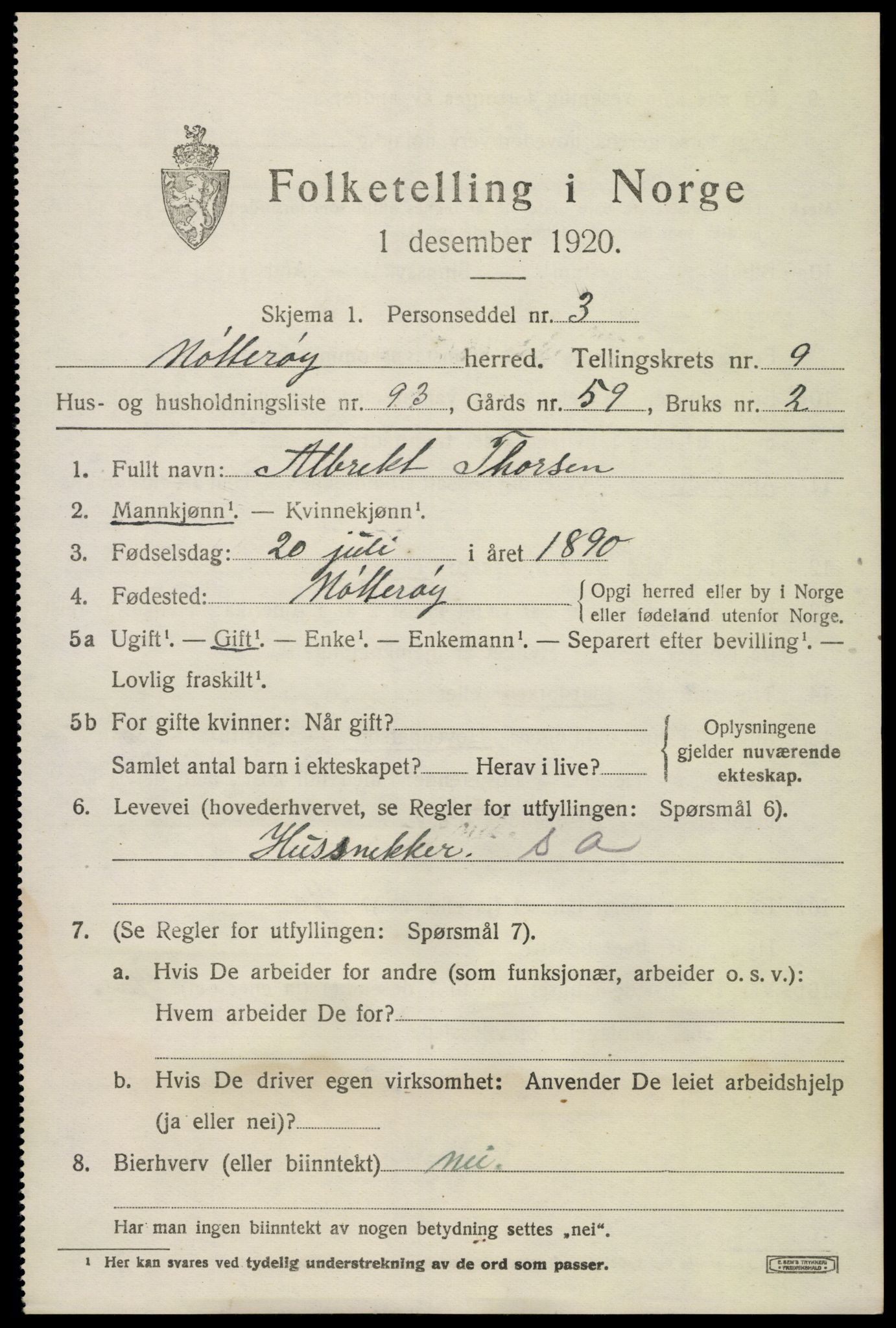 SAKO, 1920 census for Nøtterøy, 1920, p. 12347
