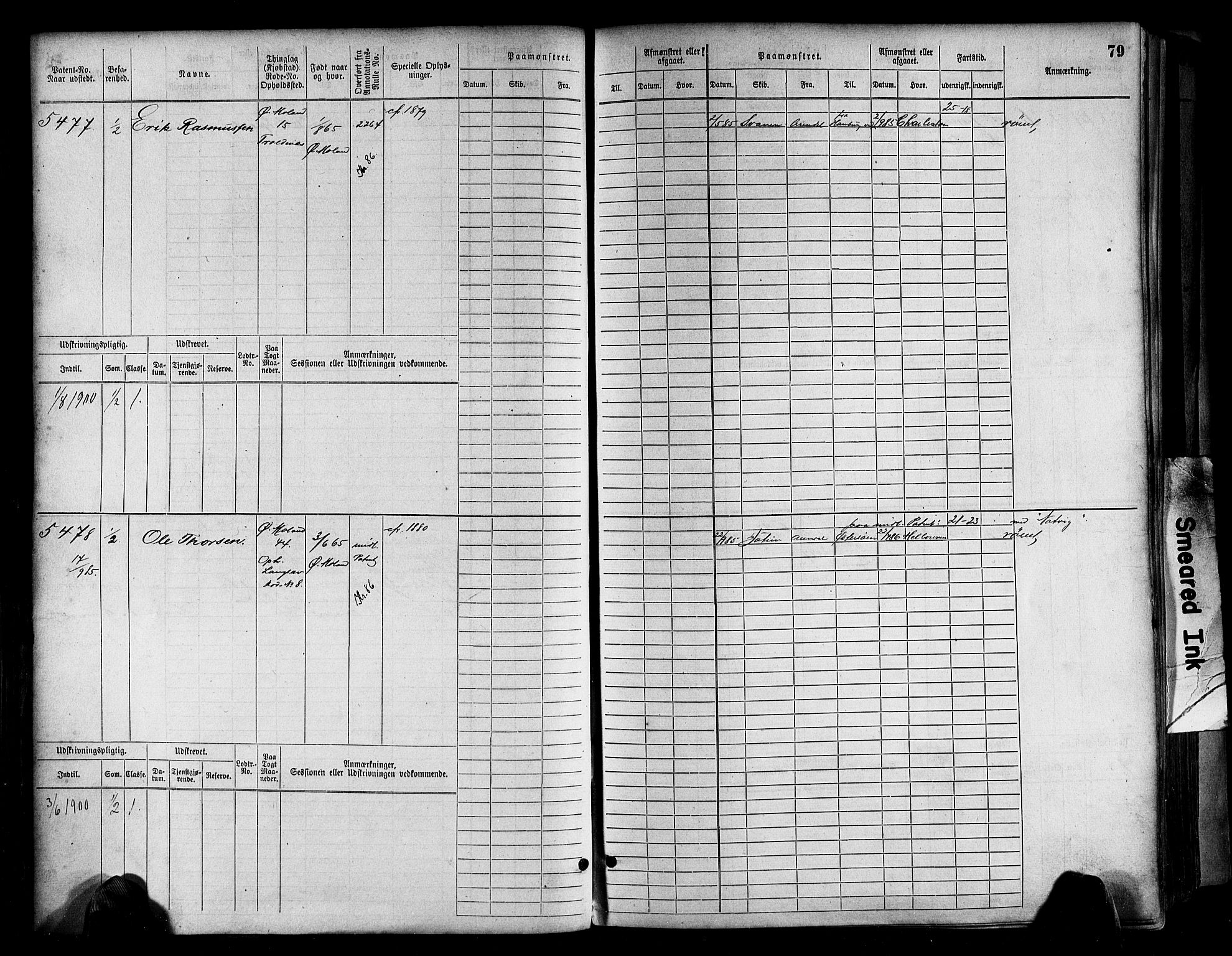 Arendal mønstringskrets, AV/SAK-2031-0012/F/Fb/L0017: Hovedrulle A nr 5323-6076, S-15, 1884-1892, p. 80