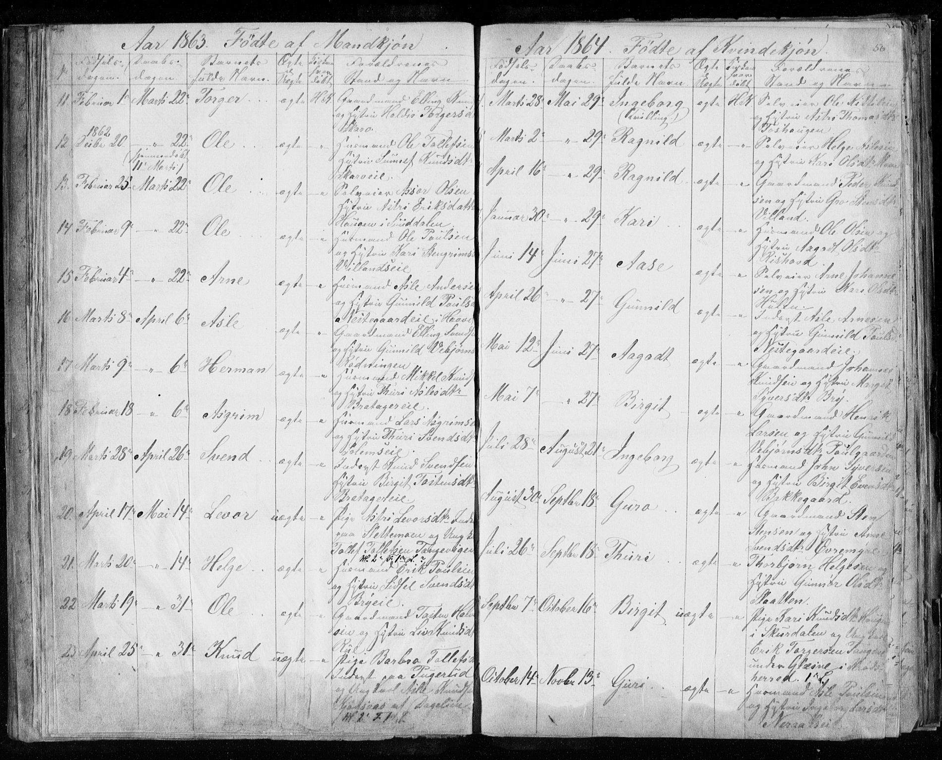 Hol kirkebøker, SAKO/A-227/F/Fa/L0001: Parish register (official) no. I 1, 1850-1870, p. 55-56