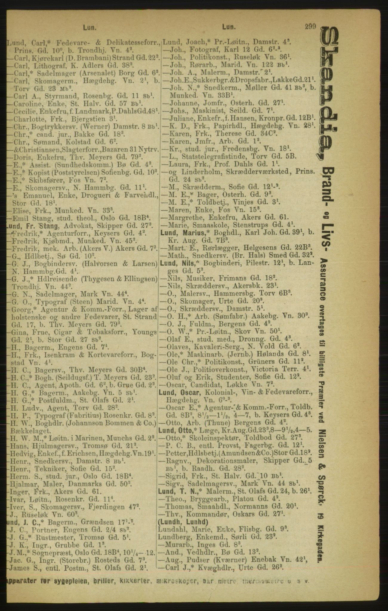 Kristiania/Oslo adressebok, PUBL/-, 1888, p. 299