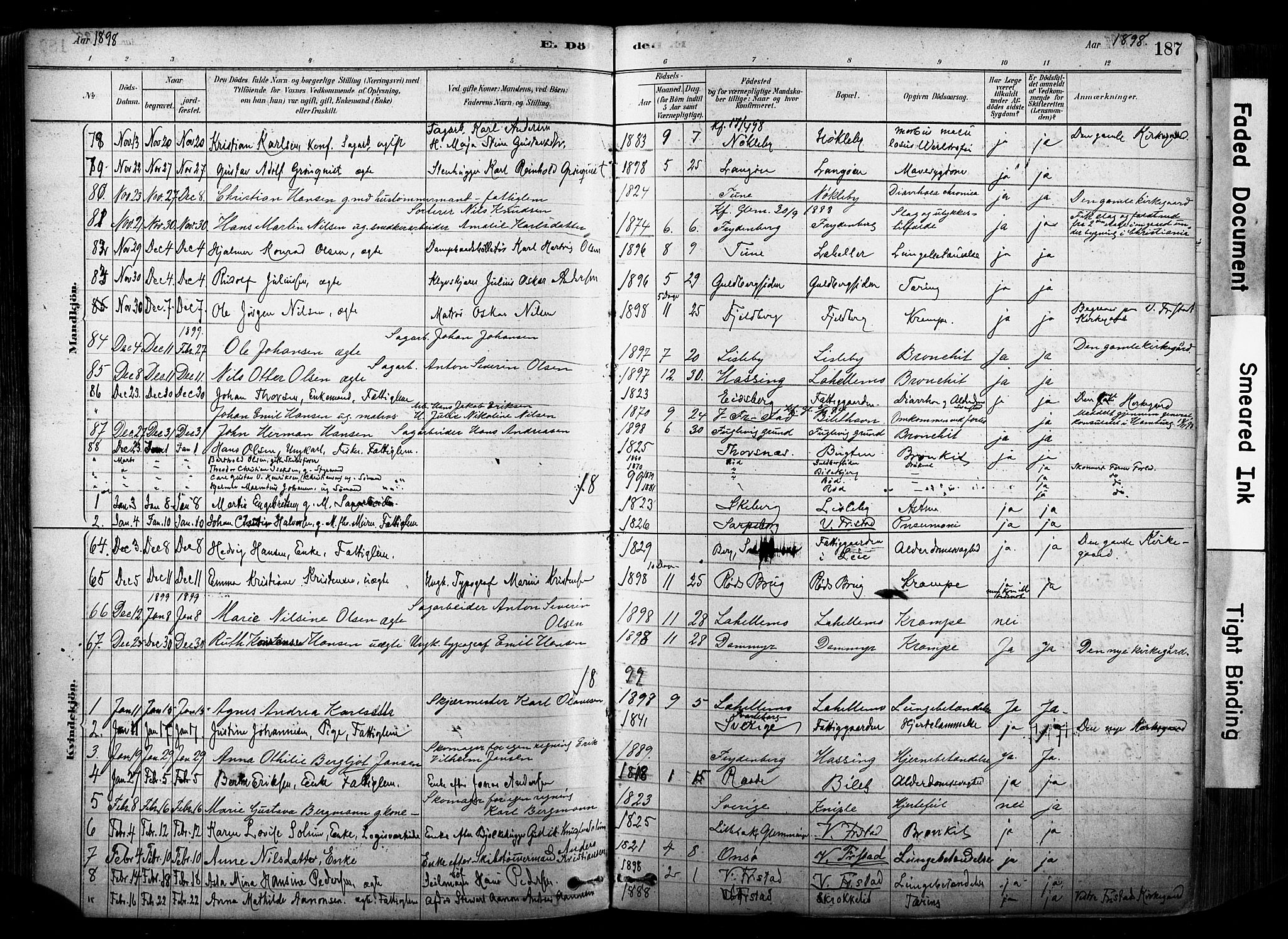 Glemmen prestekontor Kirkebøker, AV/SAO-A-10908/F/Fa/L0012: Parish register (official) no. 12, 1878-1973, p. 187
