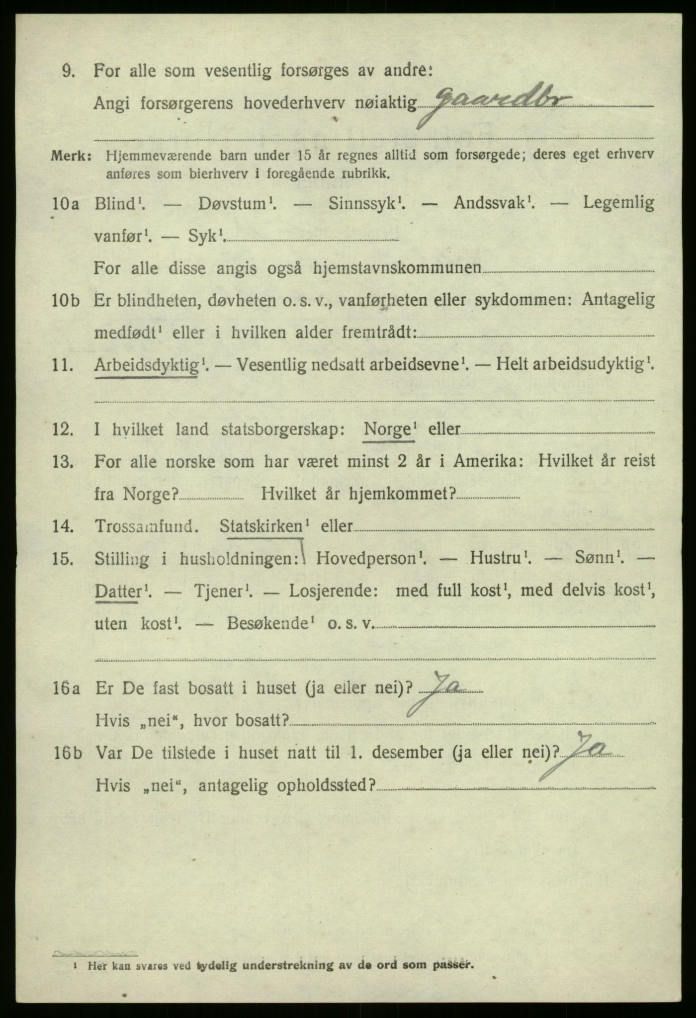 SAB, 1920 census for Jølster, 1920, p. 2367