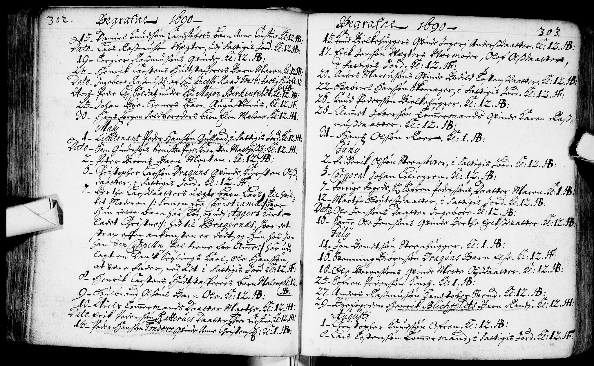 Bragernes kirkebøker, SAKO/A-6/F/Fa/L0002: Parish register (official) no. I 2, 1680-1705, p. 302-303