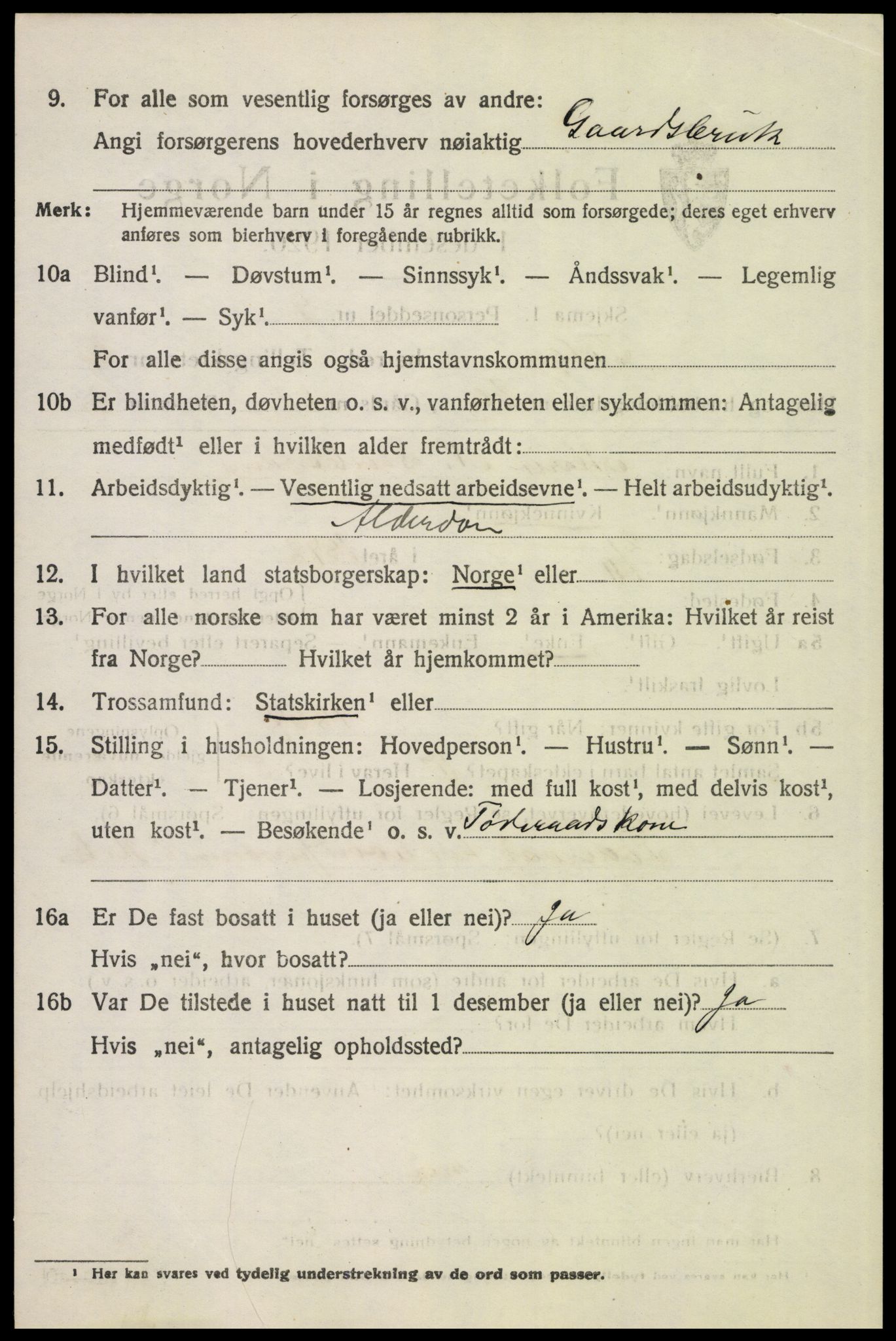 SAH, 1920 census for Tolga, 1920, p. 3622