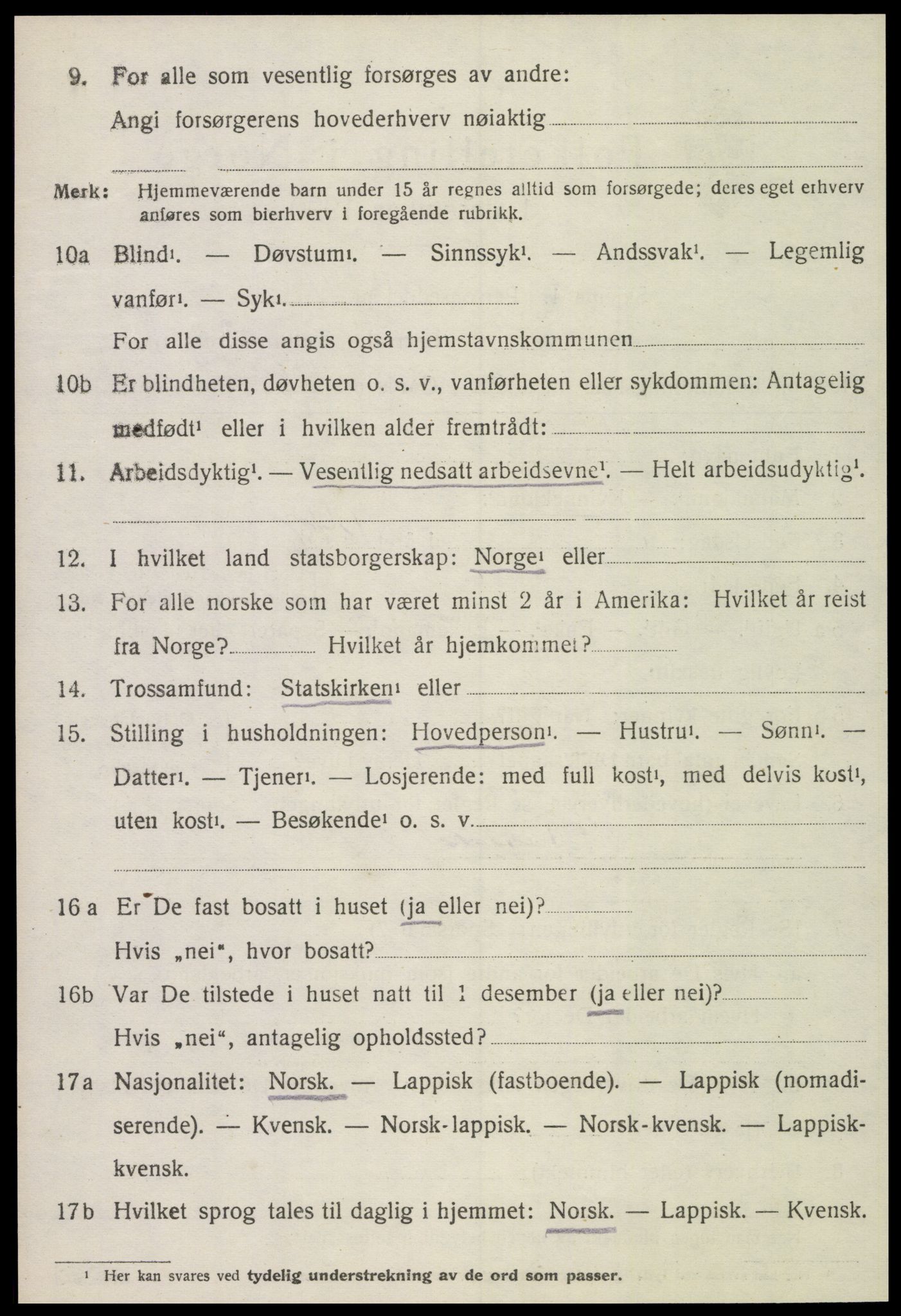 SAT, 1920 census for Verdal, 1920, p. 11588