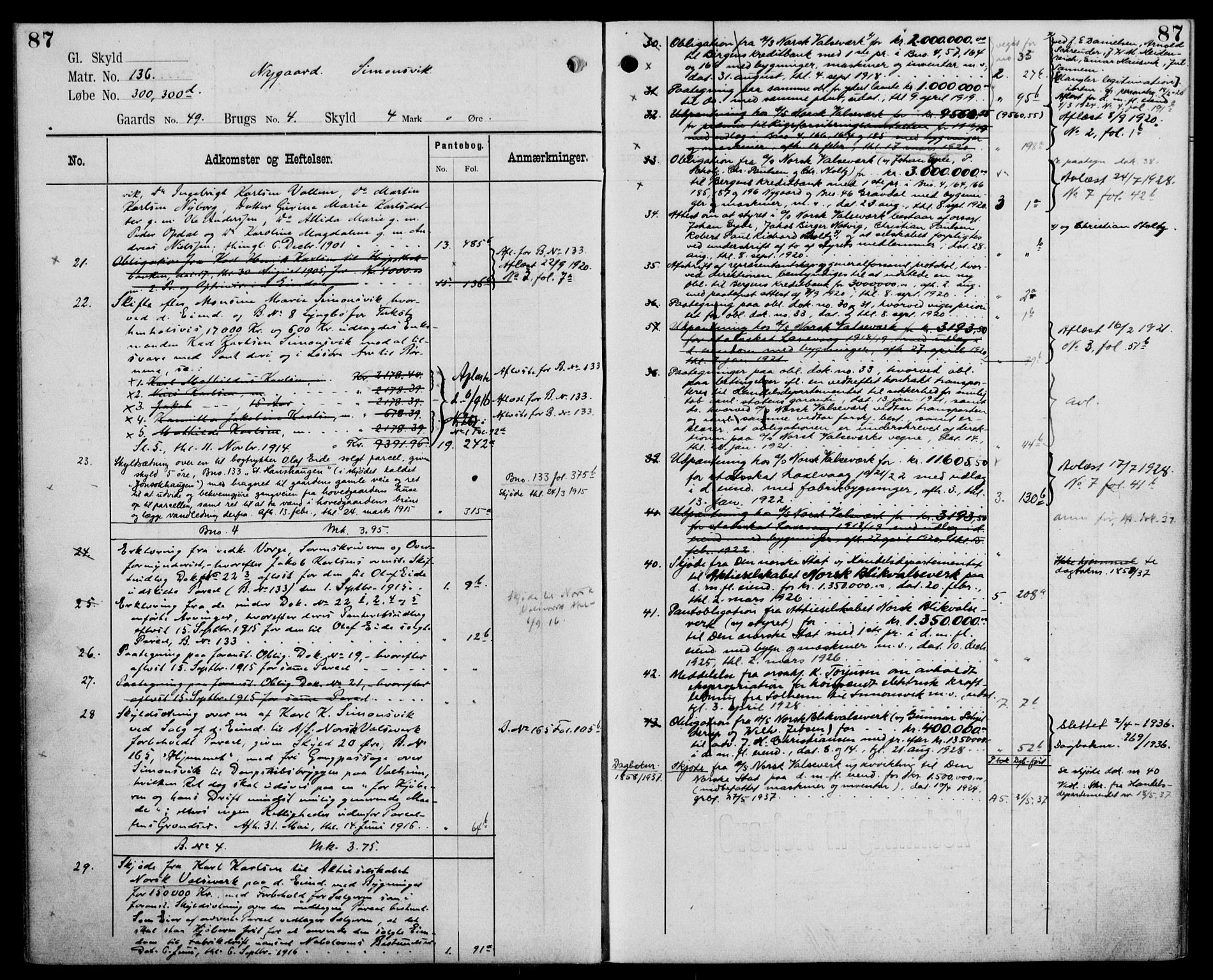 Midhordland sorenskriveri, AV/SAB-A-3001/1/G/Ga/Gab/L0110: Mortgage register no. II.A.b.110, p. 87