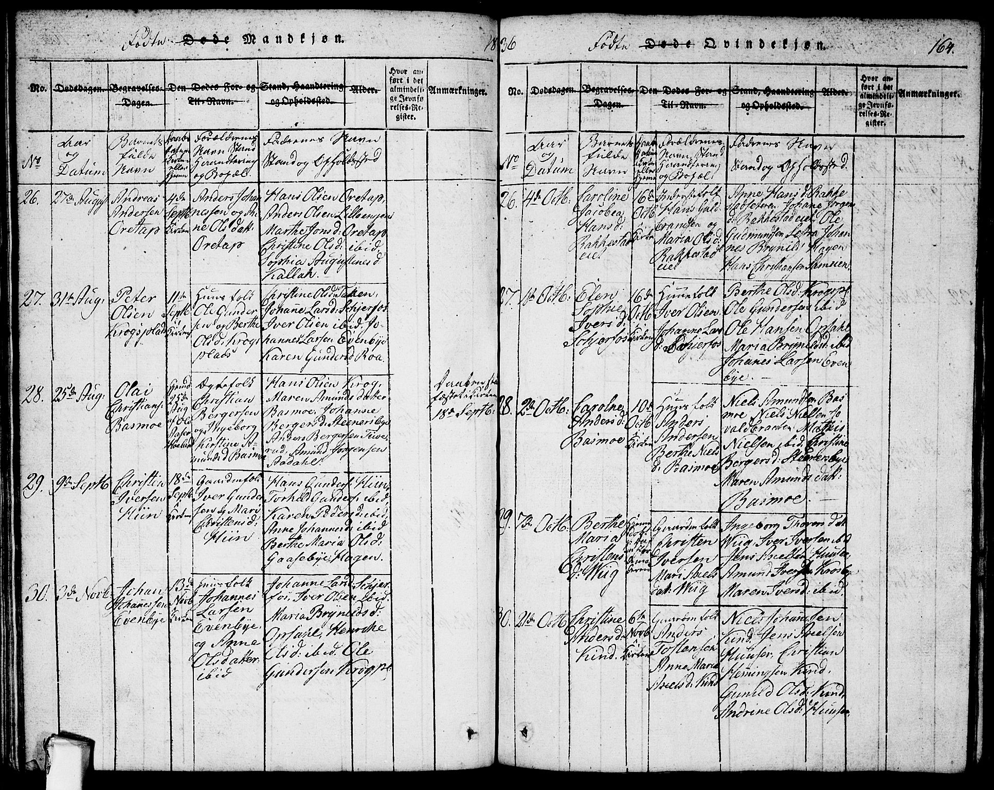 Rødenes prestekontor Kirkebøker, AV/SAO-A-2005/G/Ga/L0001: Parish register (copy) no.  I 1, 1814-1841, p. 164