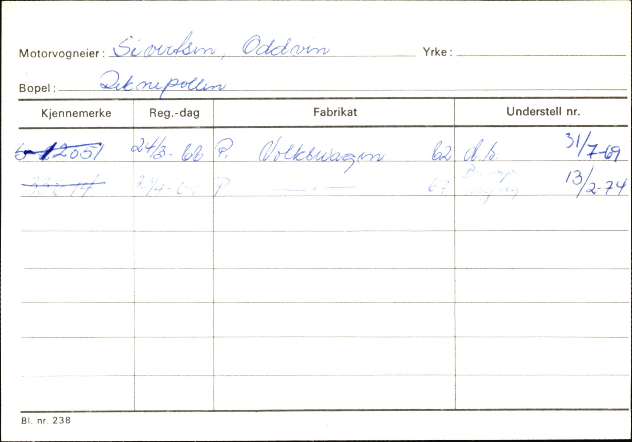 Statens vegvesen, Sogn og Fjordane vegkontor, SAB/A-5301/4/F/L0145: Registerkort Vågsøy S-Å. Årdal I-P, 1945-1975, p. 73