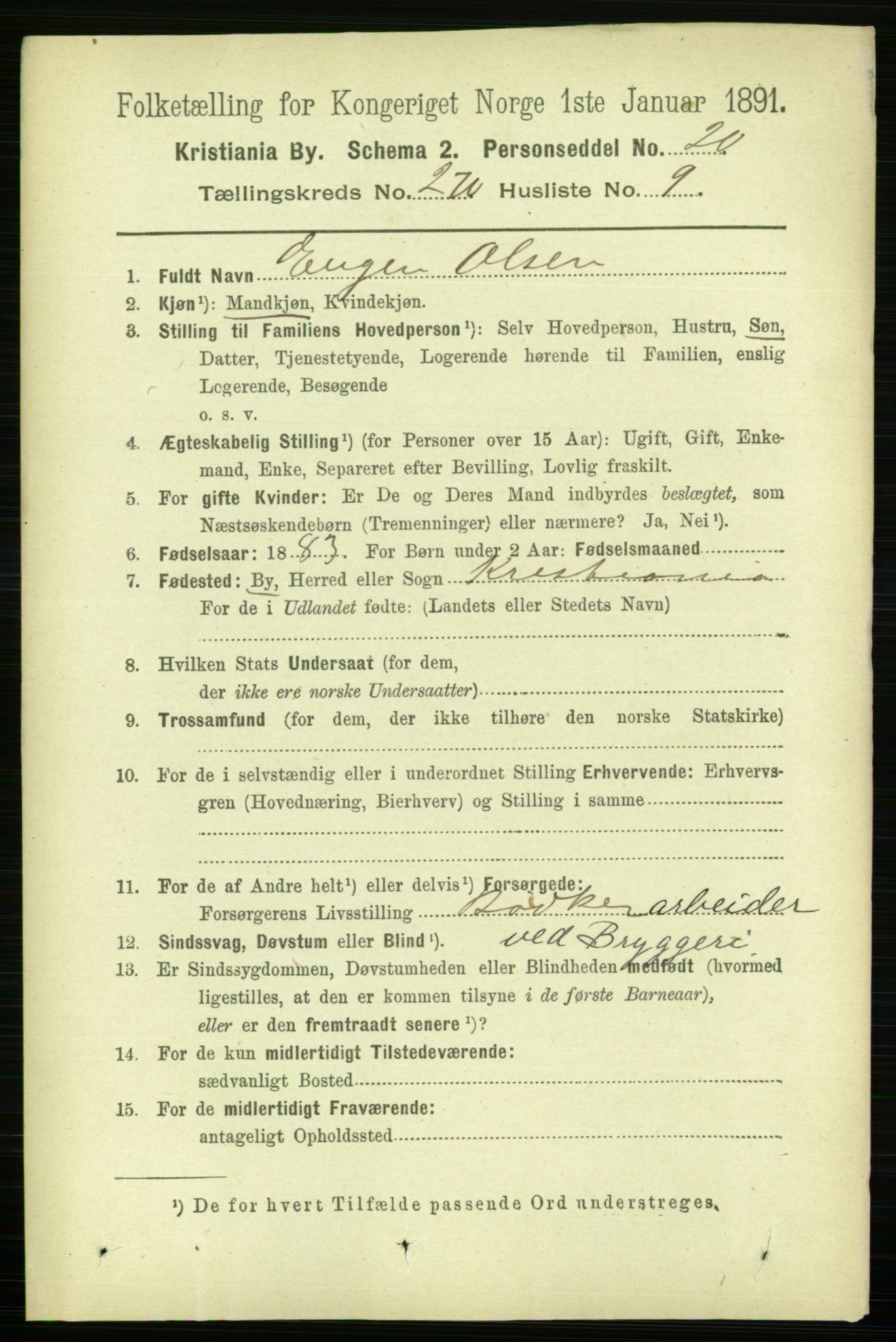 RA, 1891 census for 0301 Kristiania, 1891, p. 164218