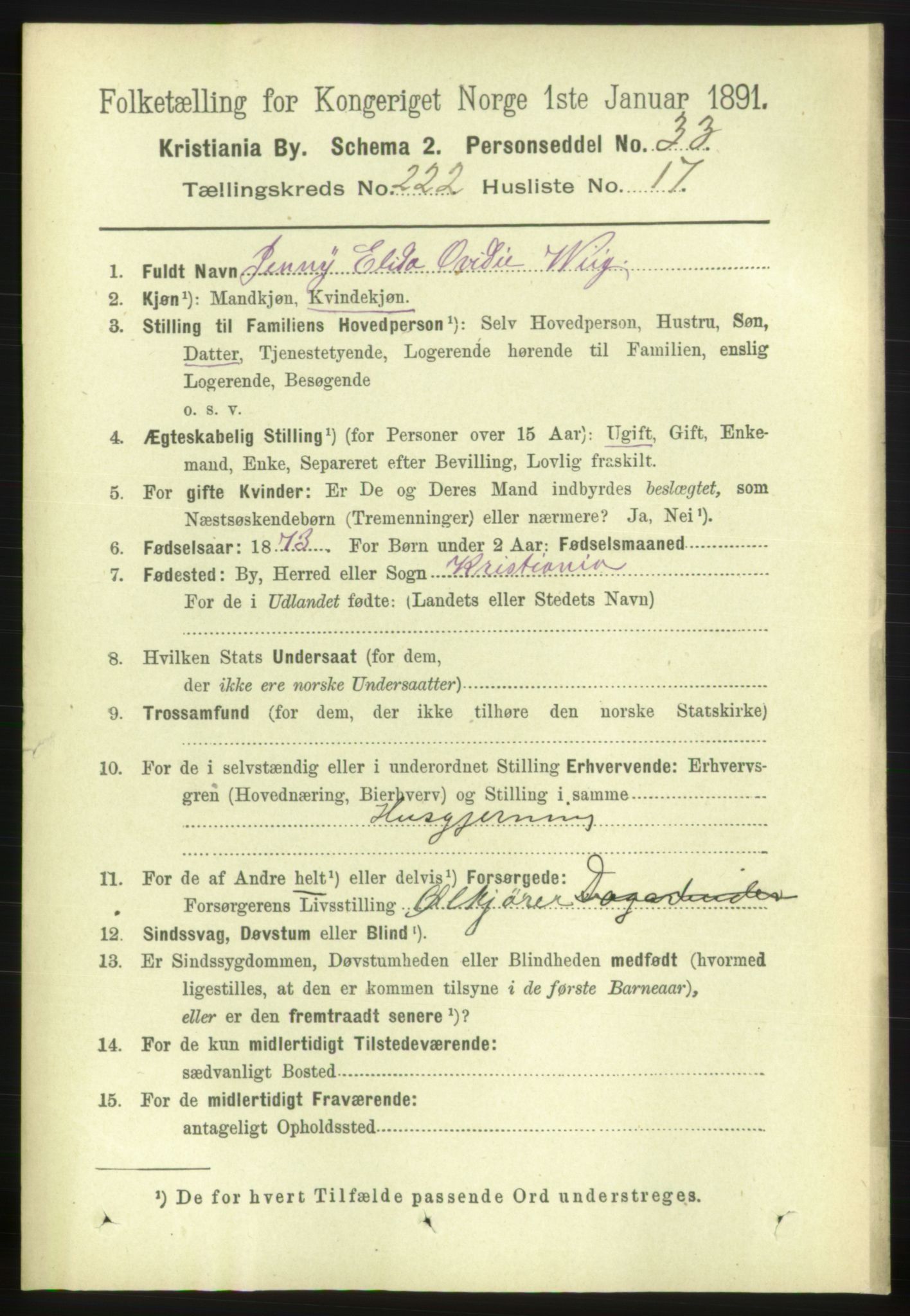 RA, 1891 census for 0301 Kristiania, 1891, p. 133745