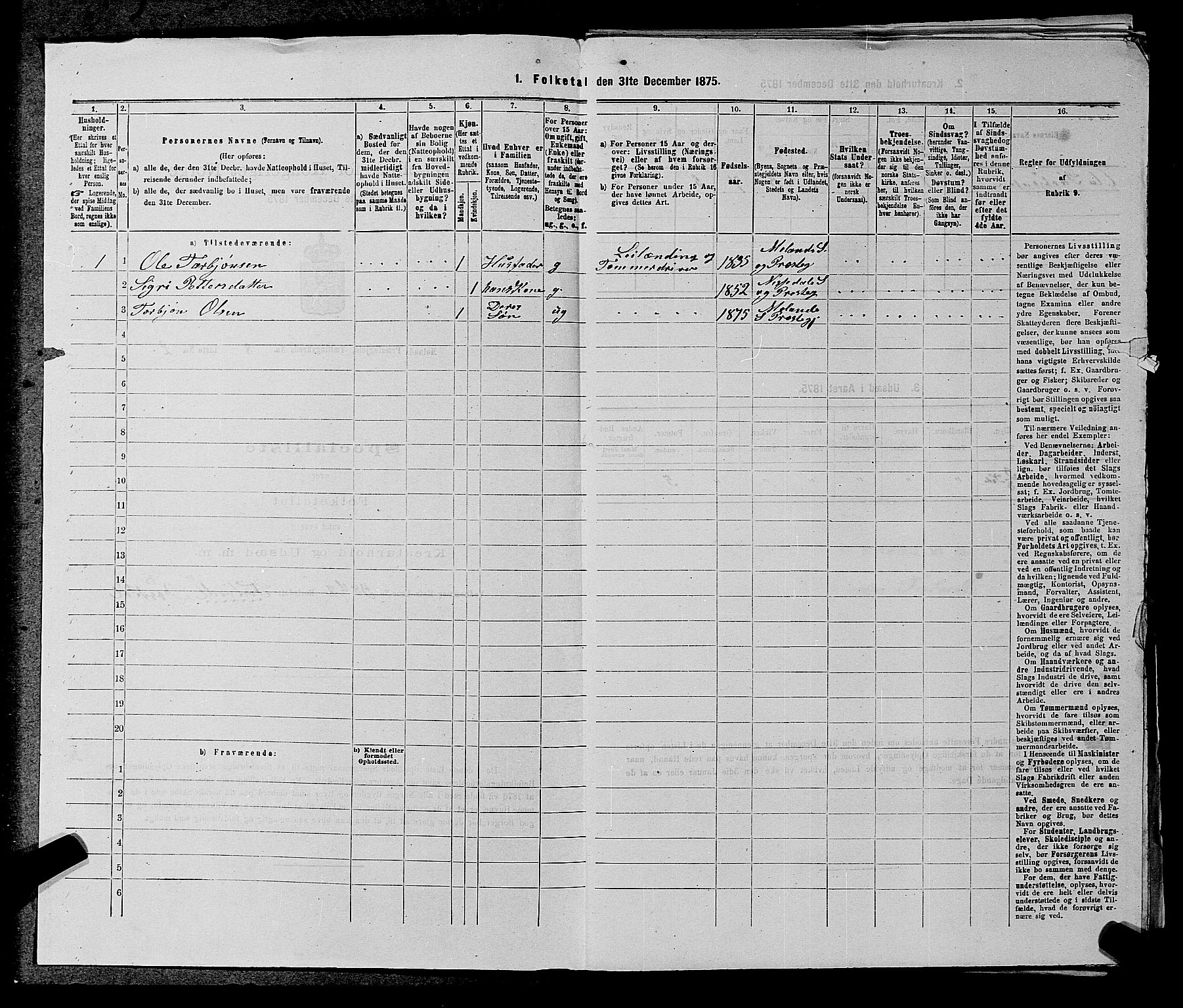 SAKO, 1875 census for 0831P Moland, 1875, p. 716