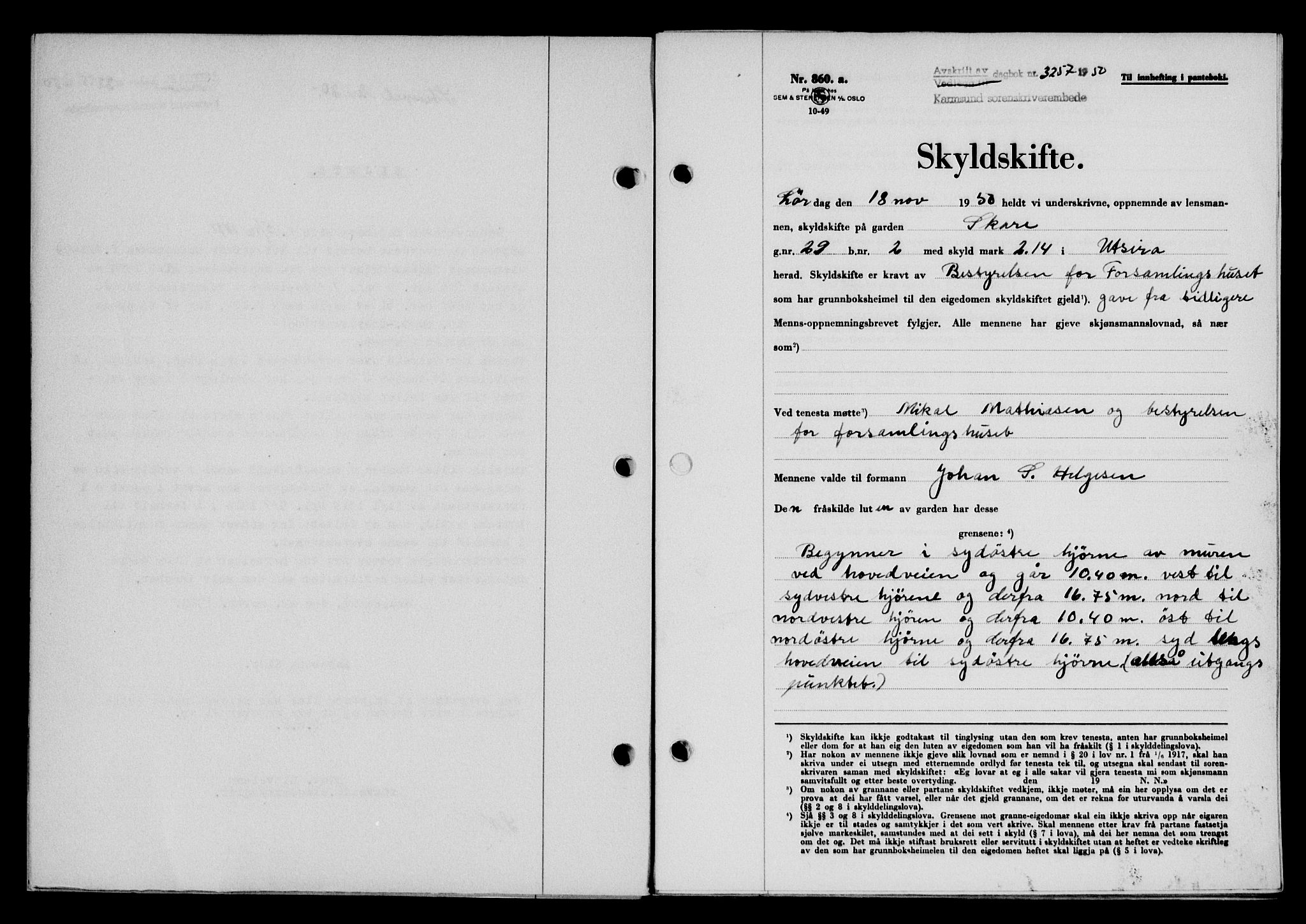 Karmsund sorenskriveri, SAST/A-100311/01/II/IIB/L0101: Mortgage book no. 81A, 1950-1951, Diary no: : 3257/1950