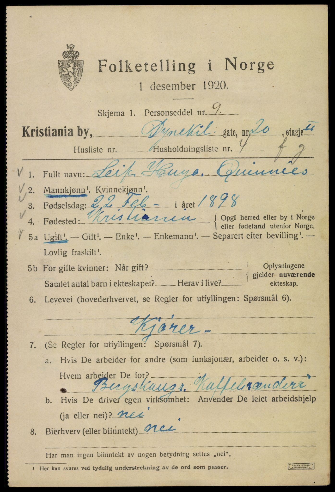 SAO, 1920 census for Kristiania, 1920, p. 205357