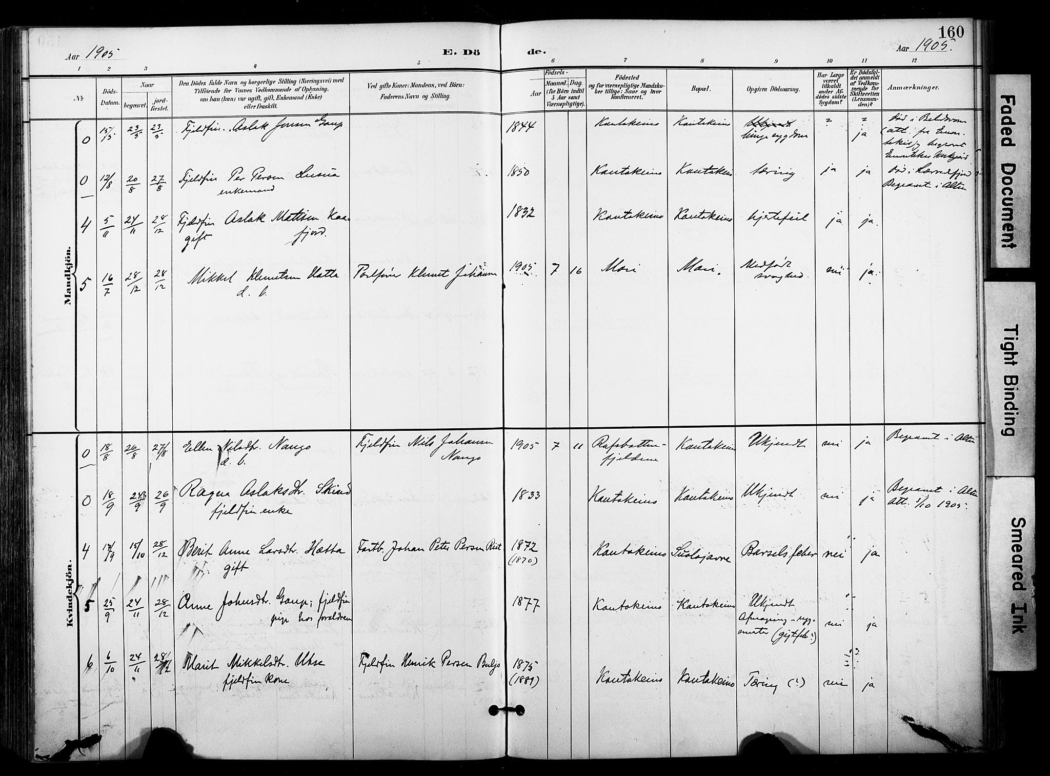 Kautokeino sokneprestembete, SATØ/S-1340/H/Ha/L0005.kirke: Parish register (official) no. 5, 1896-1916, p. 160