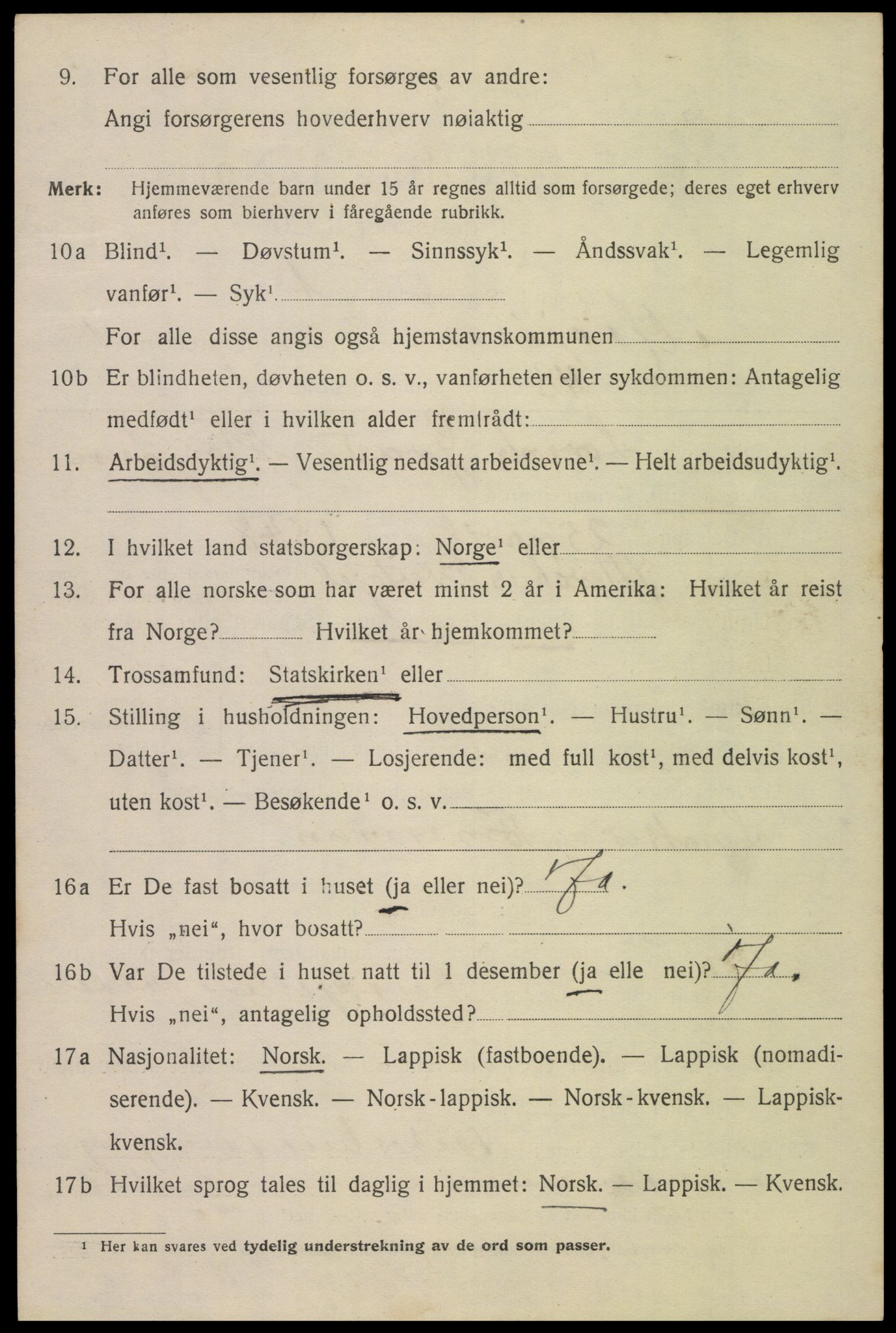 SAT, 1920 census for Mosjøen, 1920, p. 2107