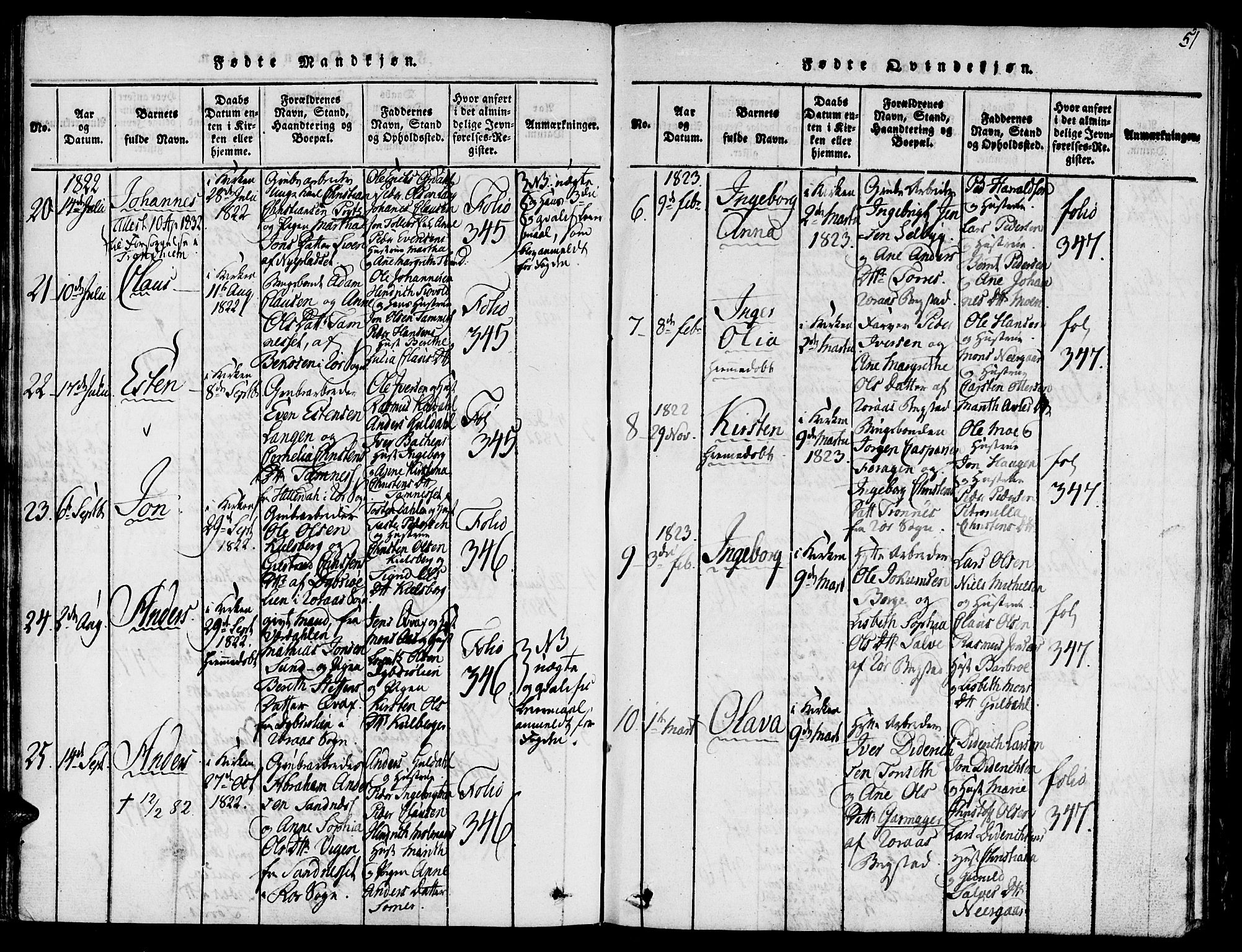 Ministerialprotokoller, klokkerbøker og fødselsregistre - Sør-Trøndelag, SAT/A-1456/681/L0929: Parish register (official) no. 681A07, 1817-1828, p. 51