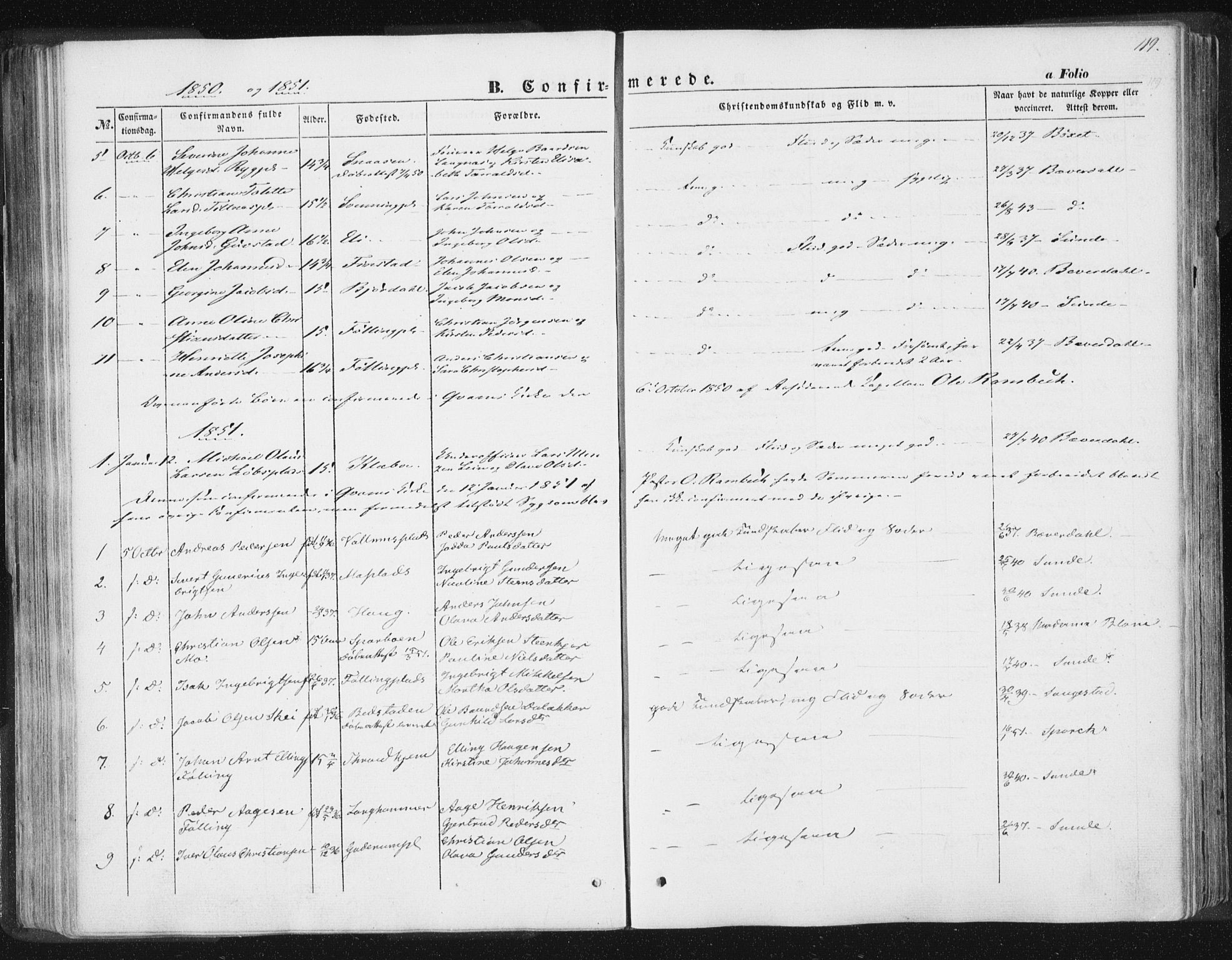 Ministerialprotokoller, klokkerbøker og fødselsregistre - Nord-Trøndelag, AV/SAT-A-1458/746/L0446: Parish register (official) no. 746A05, 1846-1859, p. 119