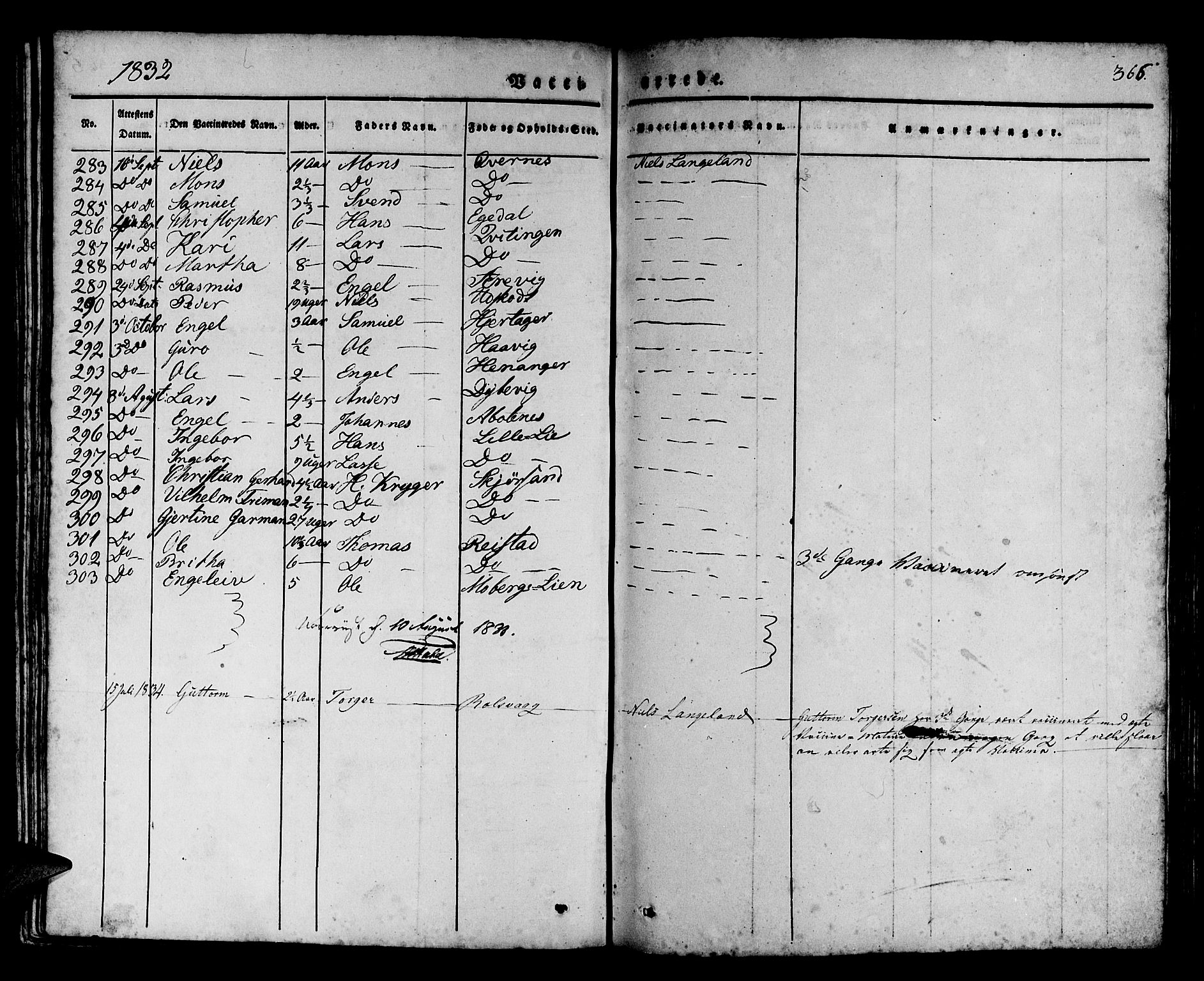 Os sokneprestembete, AV/SAB-A-99929: Parish register (official) no. A 14, 1826-1839, p. 366