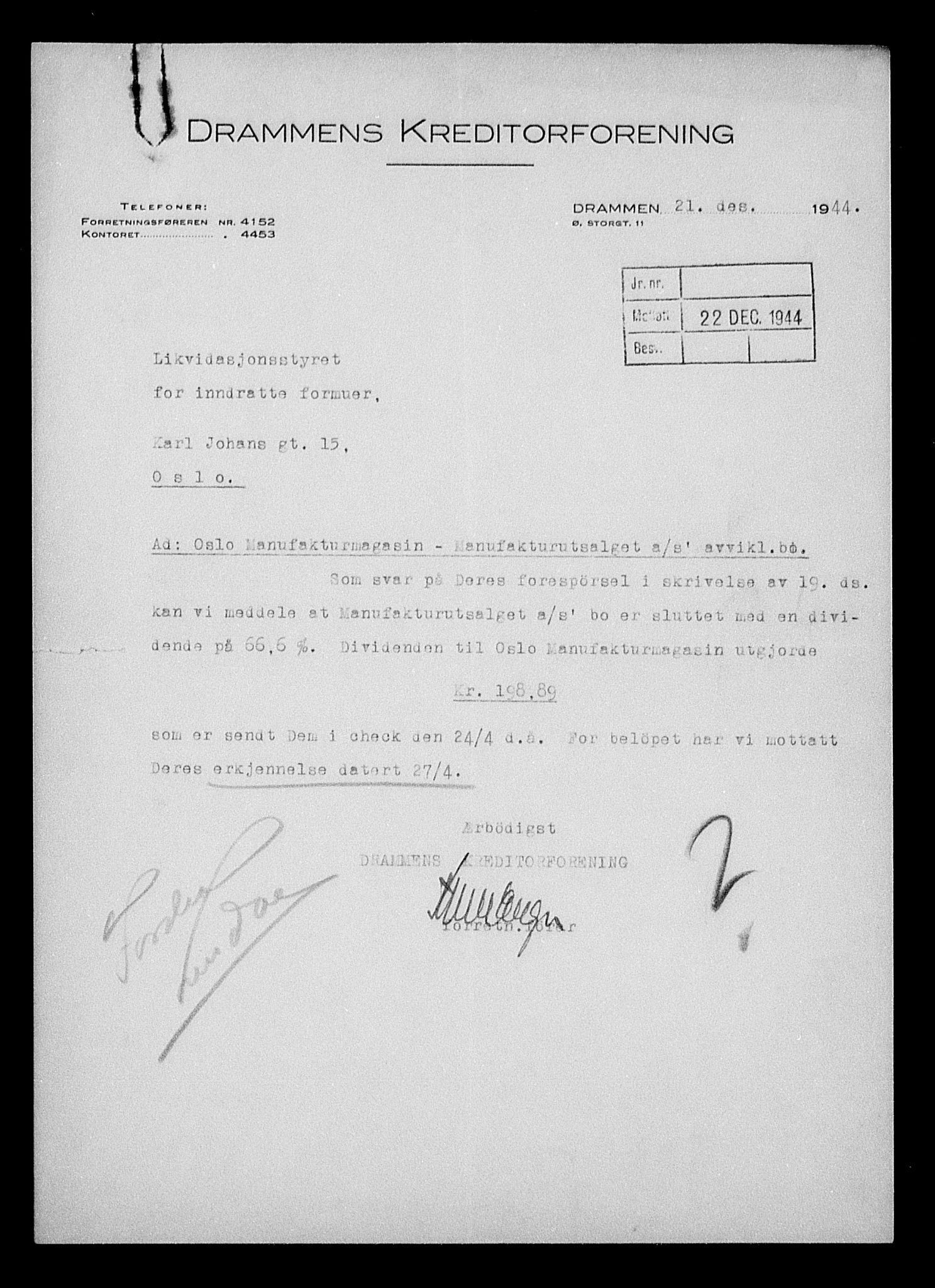 Justisdepartementet, Tilbakeføringskontoret for inndratte formuer, RA/S-1564/H/Hc/Hcc/L0957: --, 1945-1947, p. 274