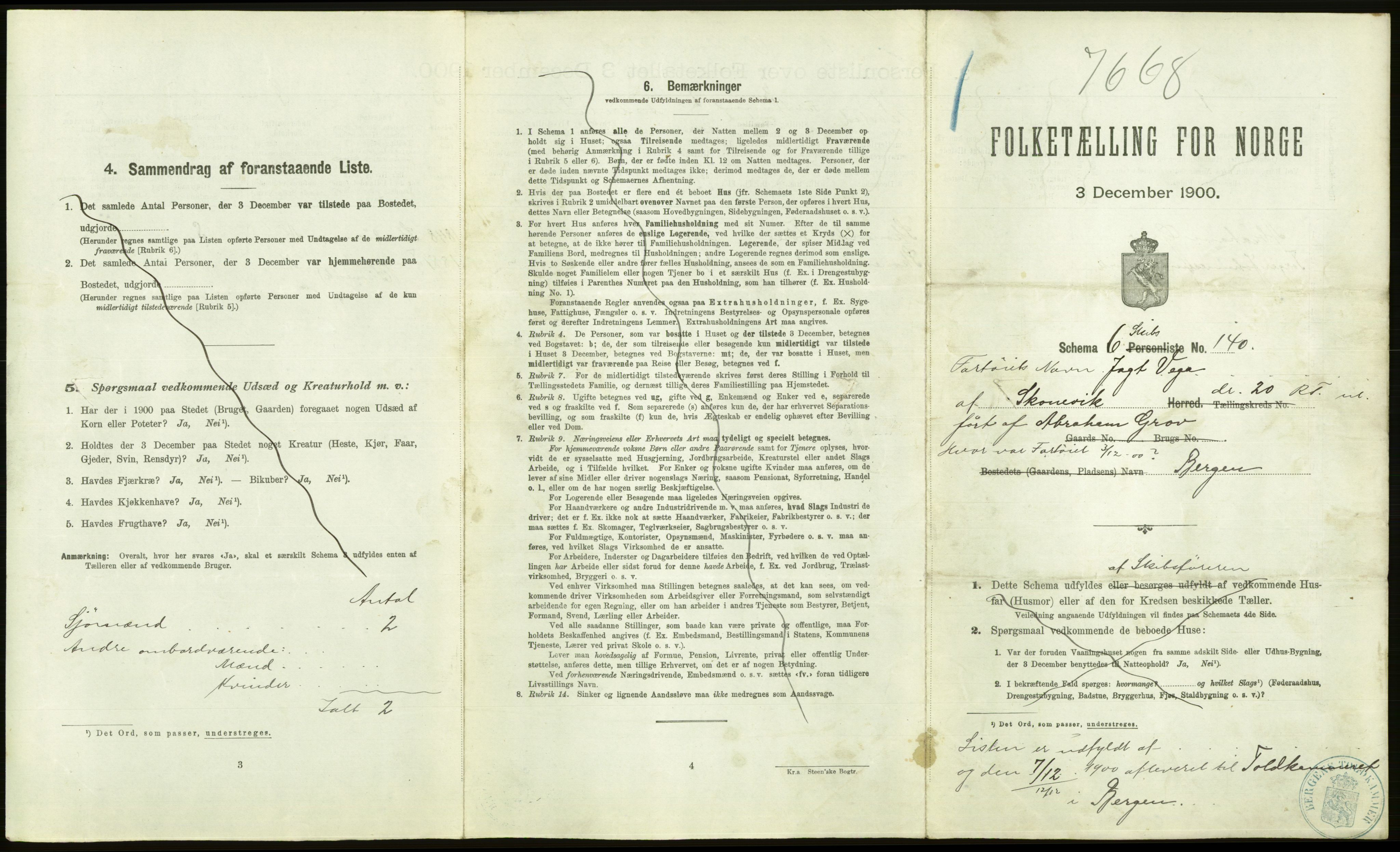 RA, 1900 Census - ship lists from ships in Norwegian harbours, harbours abroad and at sea, 1900, p. 1473