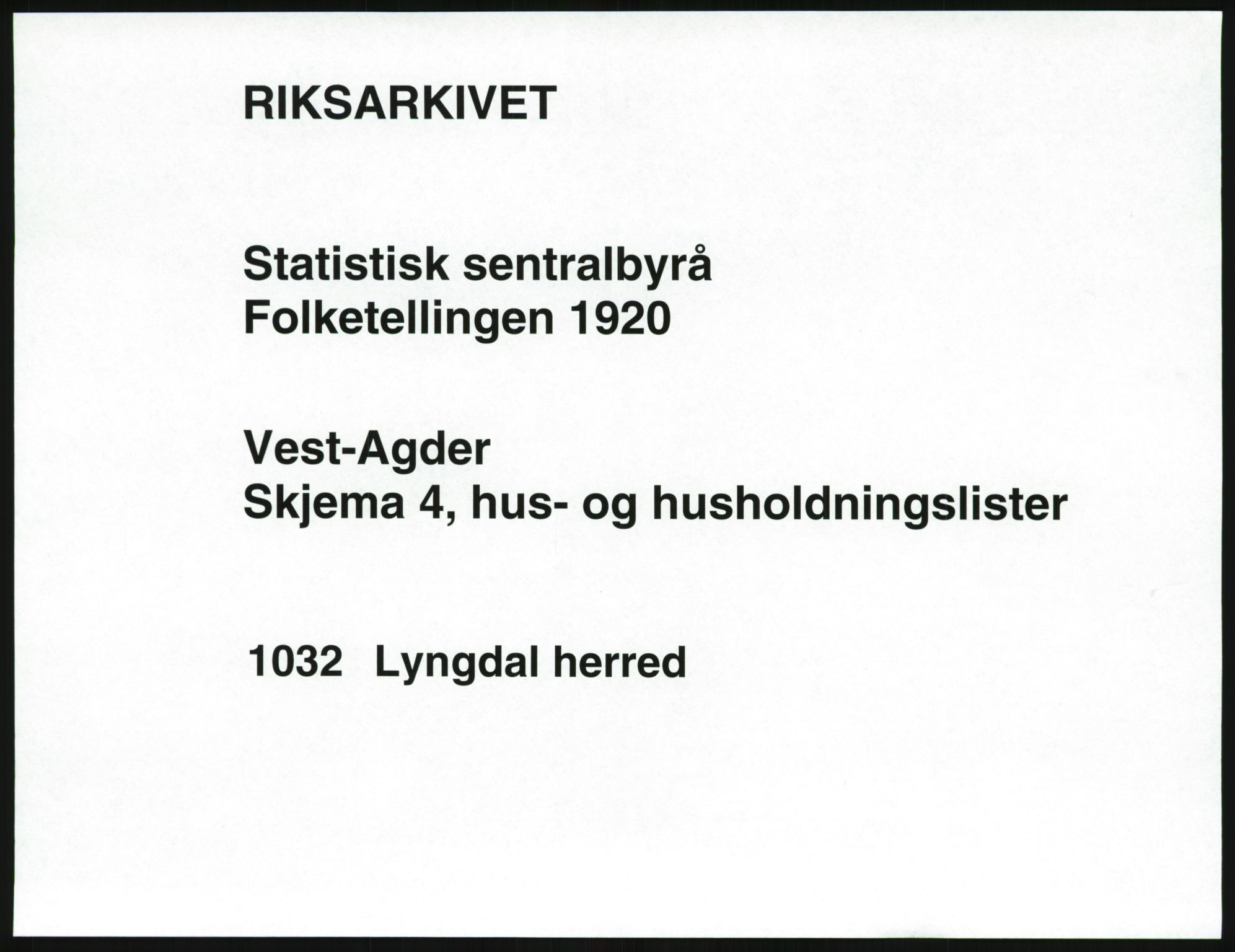 SAK, 1920 census for Lyngdal, 1920, p. 51