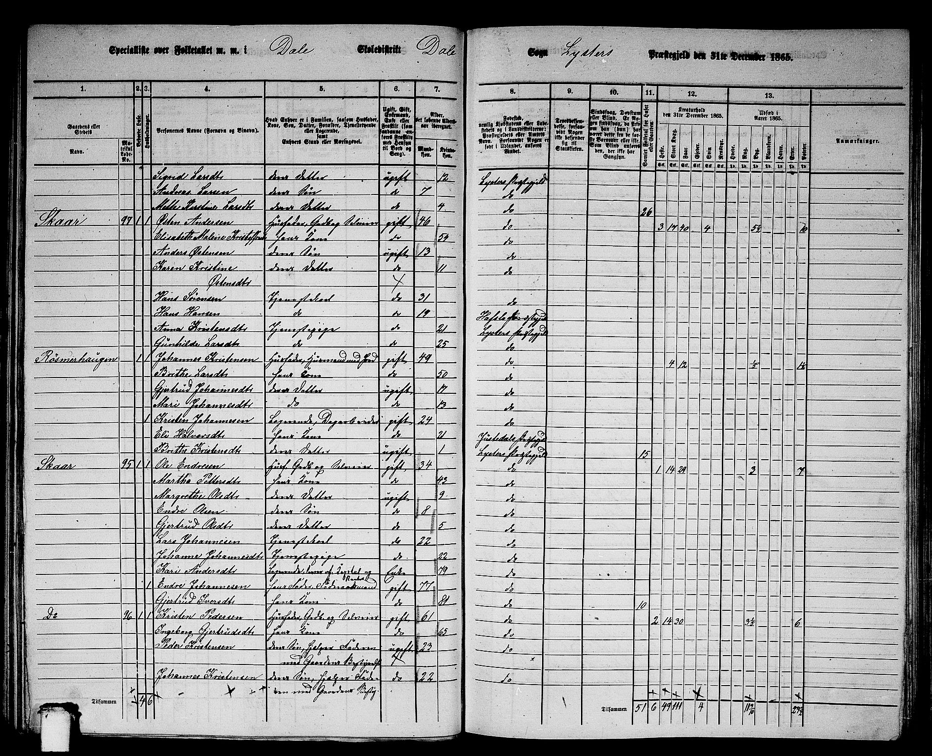 RA, 1865 census for Luster, 1865, p. 80