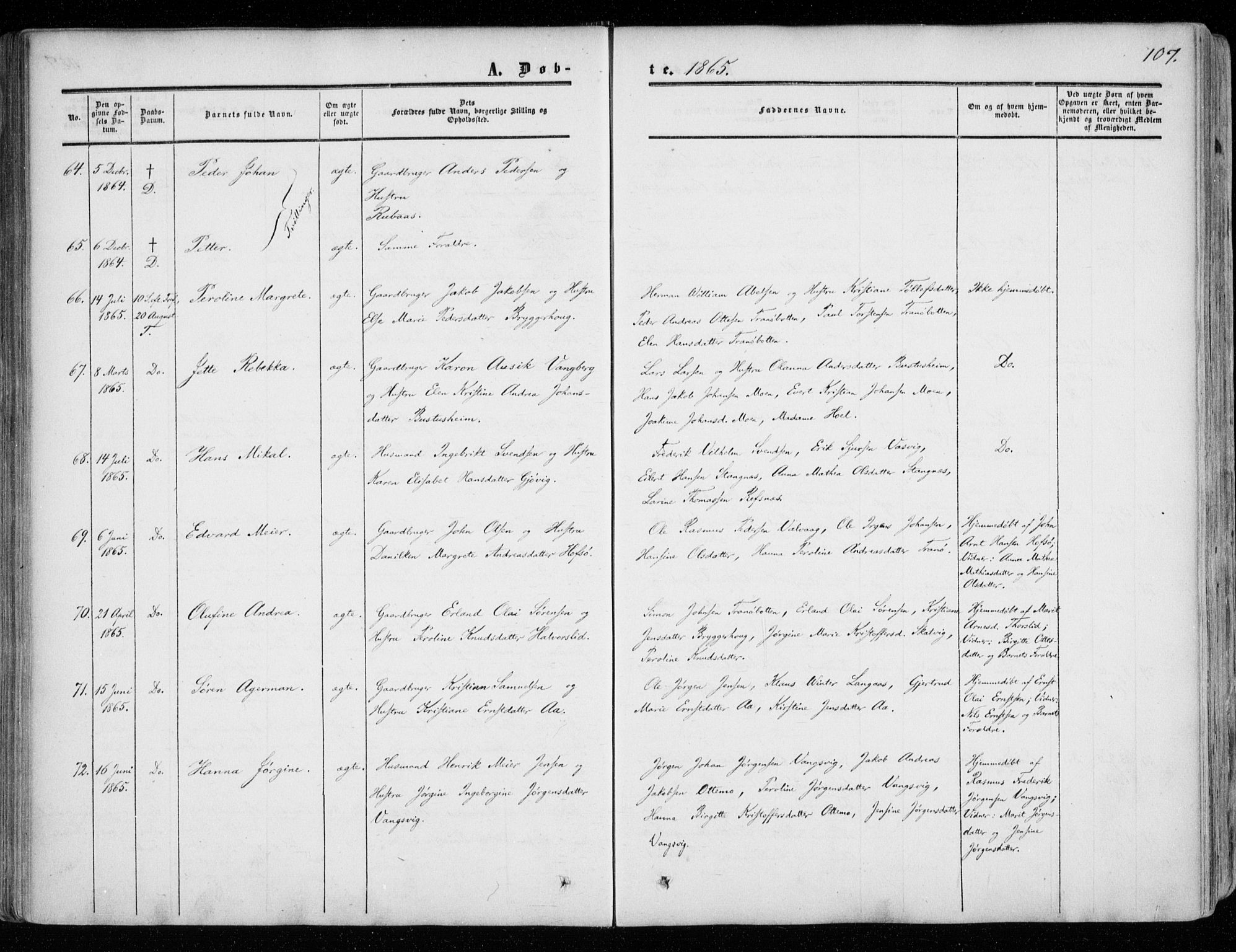 Tranøy sokneprestkontor, AV/SATØ-S-1313/I/Ia/Iaa/L0007kirke: Parish register (official) no. 7, 1856-1866, p. 107