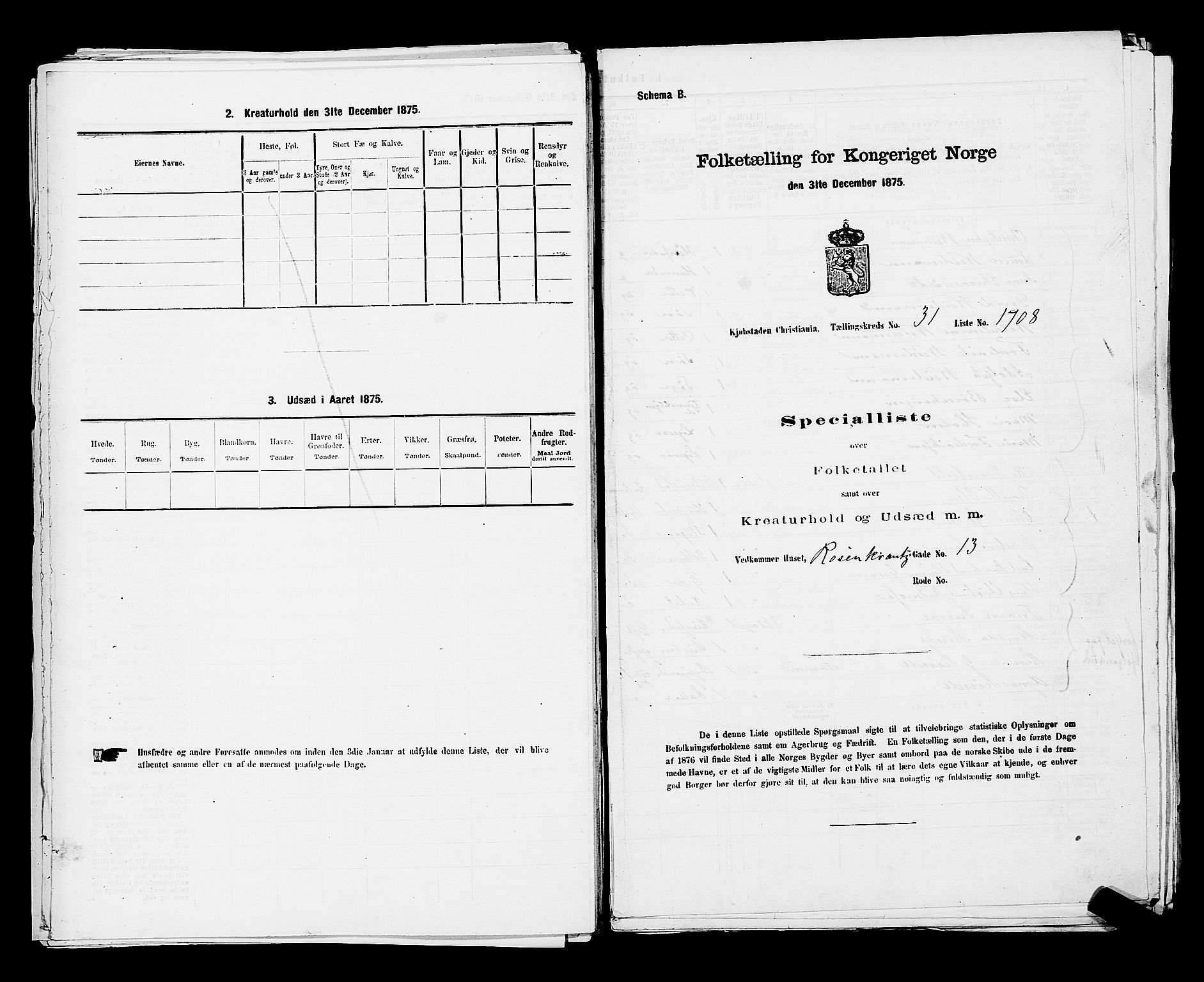 RA, 1875 census for 0301 Kristiania, 1875, p. 4970