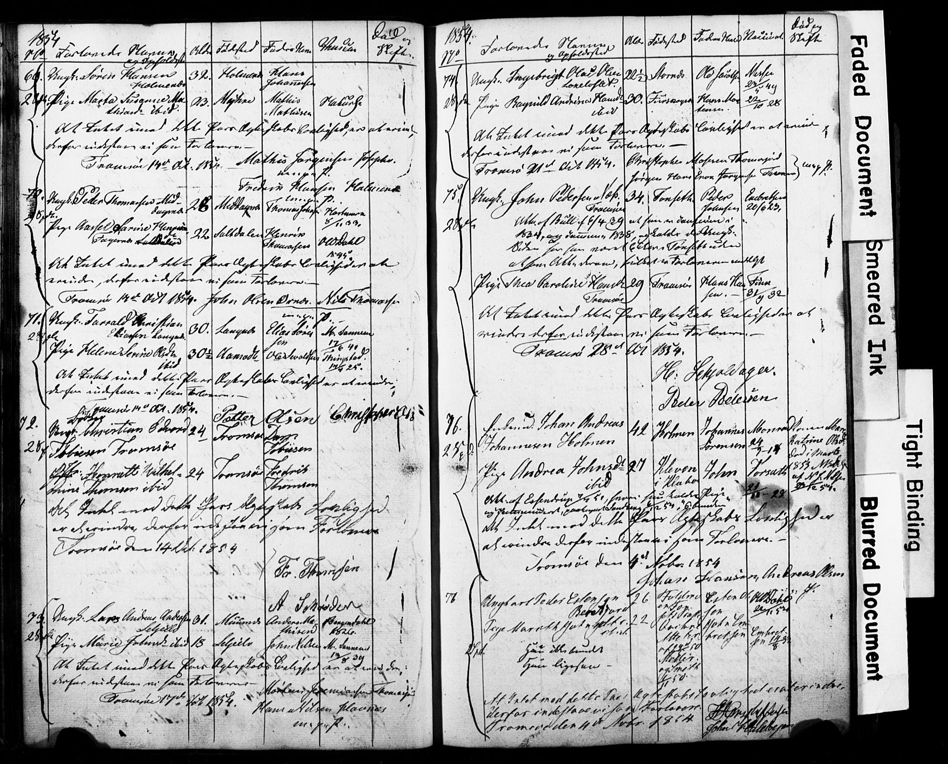 Tromsø sokneprestkontor/stiftsprosti/domprosti, AV/SATØ-S-1343/H/Hc/L0097: Banns register no. 97, 1851-1872