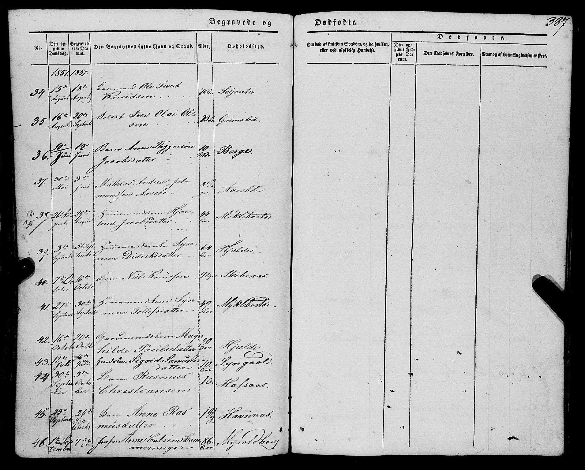 Eid sokneprestembete, AV/SAB-A-82301/H/Haa/Haaa/L0007: Parish register (official) no. A 7, 1844-1858, p. 387